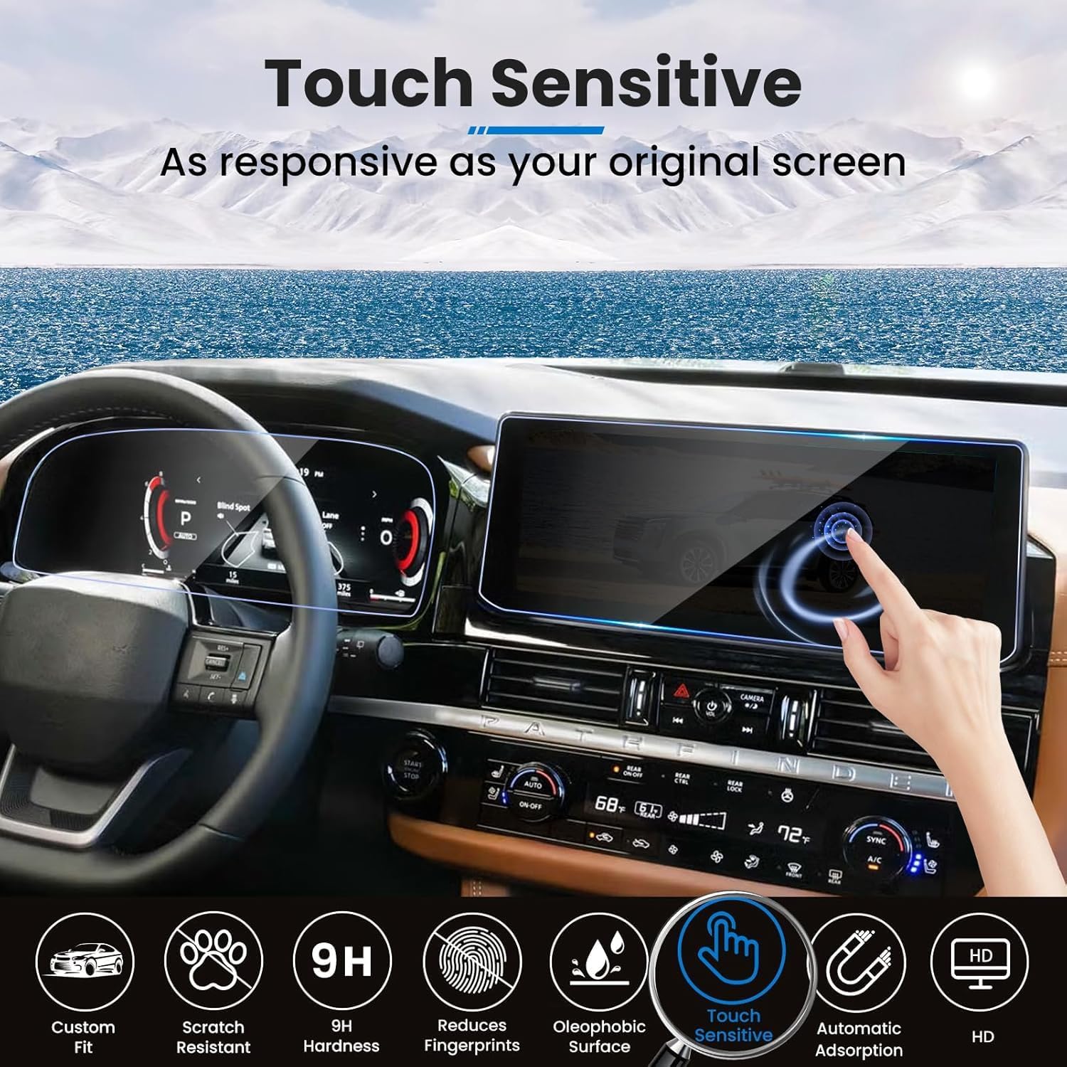 Tempered Glass Screen Protector for 2026 Nissan Pathfinder Screen Protector 12.3″ Navigation Protective Film, for 2026 Pathfinder (S/SV/Rock Creek/SL/Platinum) Accessories