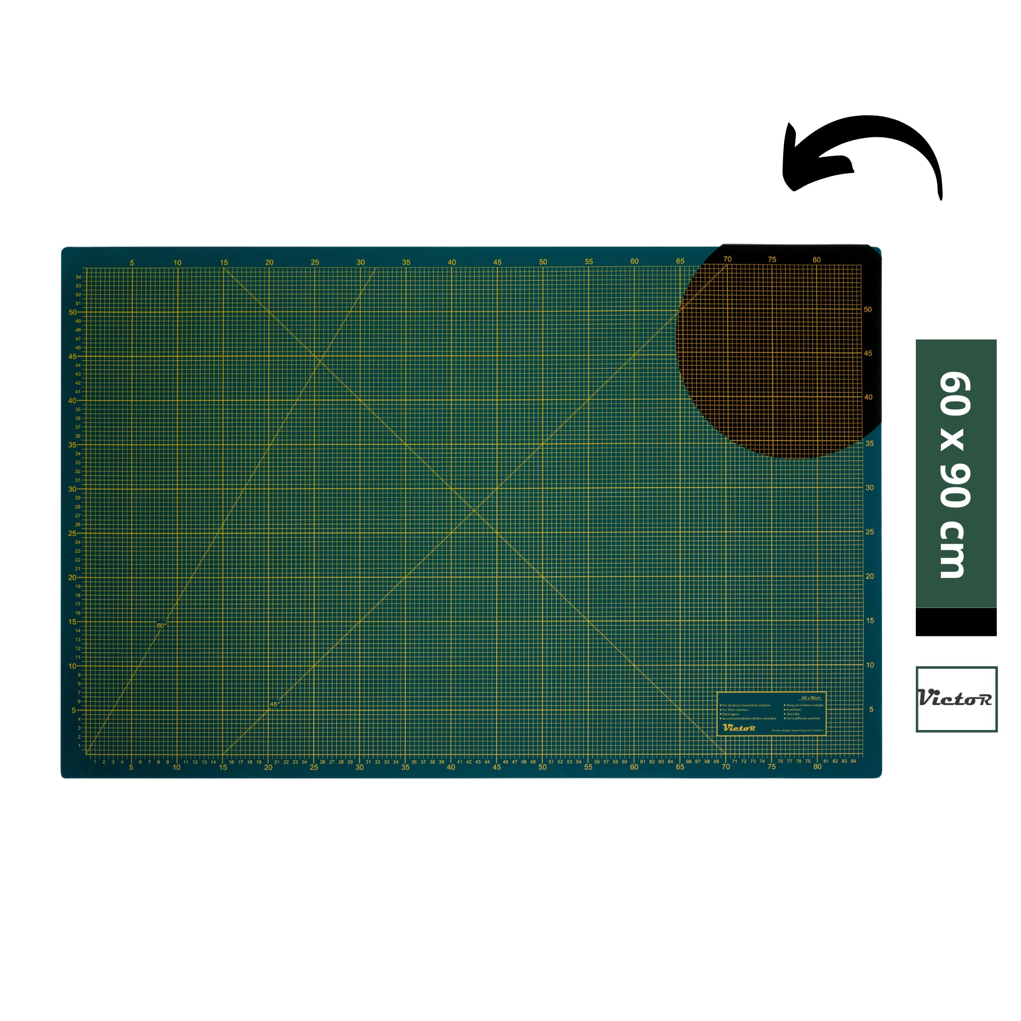 Schneidematte 60x45cm Selbstheilend - Grüne Schneideunterlage Metrisch Für Rollschneider