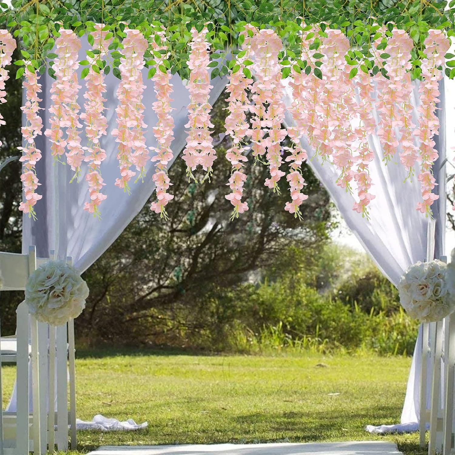 Peach Wisteria Garland - 6 Pieces for Diwali & Events -8