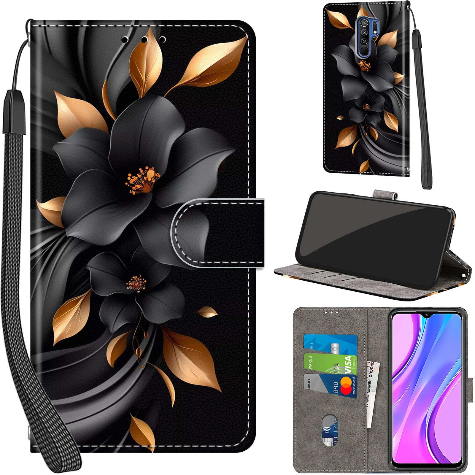 Cover per Xiaomi Redmi 9 / Xiaomi Poco M2 Custodia, Custodia in Pelle PU Premium Magnetica Portafoglio Cover compatibile Xiaomi Redmi 9 / Xiaomi Poco M2 Grigio