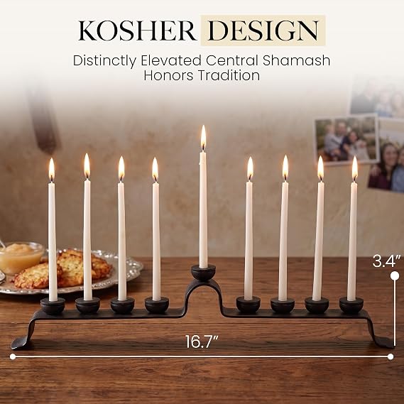 RTZEN Hanukkah Menorah 9 Branch, Large Handmade Traditional Holiday Decor