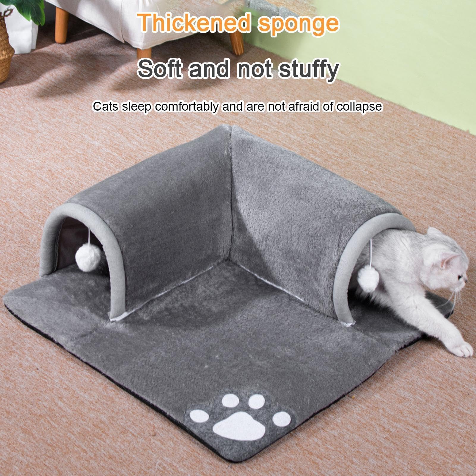 Tunnel pour chat et jouet de lit, lit tunnel pour chat, nid pour chat | jouet à suspendre, nid interactif portable pour lapins, chiens et petits animaux de compagnie