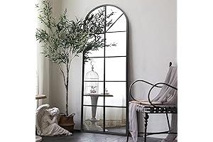 Black Window Pane Mirror, 65"x22" Floor Mirror