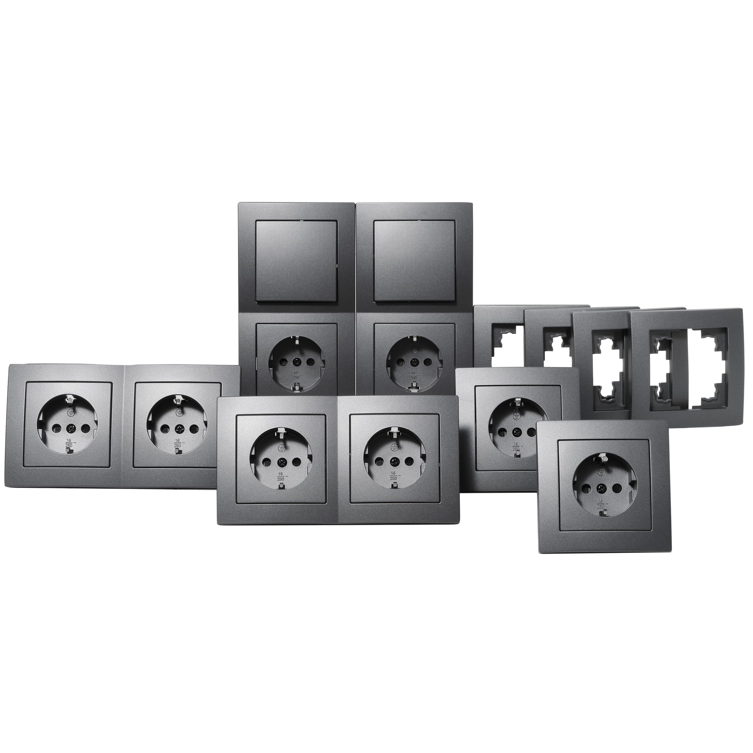 MC POWER - FLAIR - Set di prese - antracite opaco - Con sicurezza per bambini