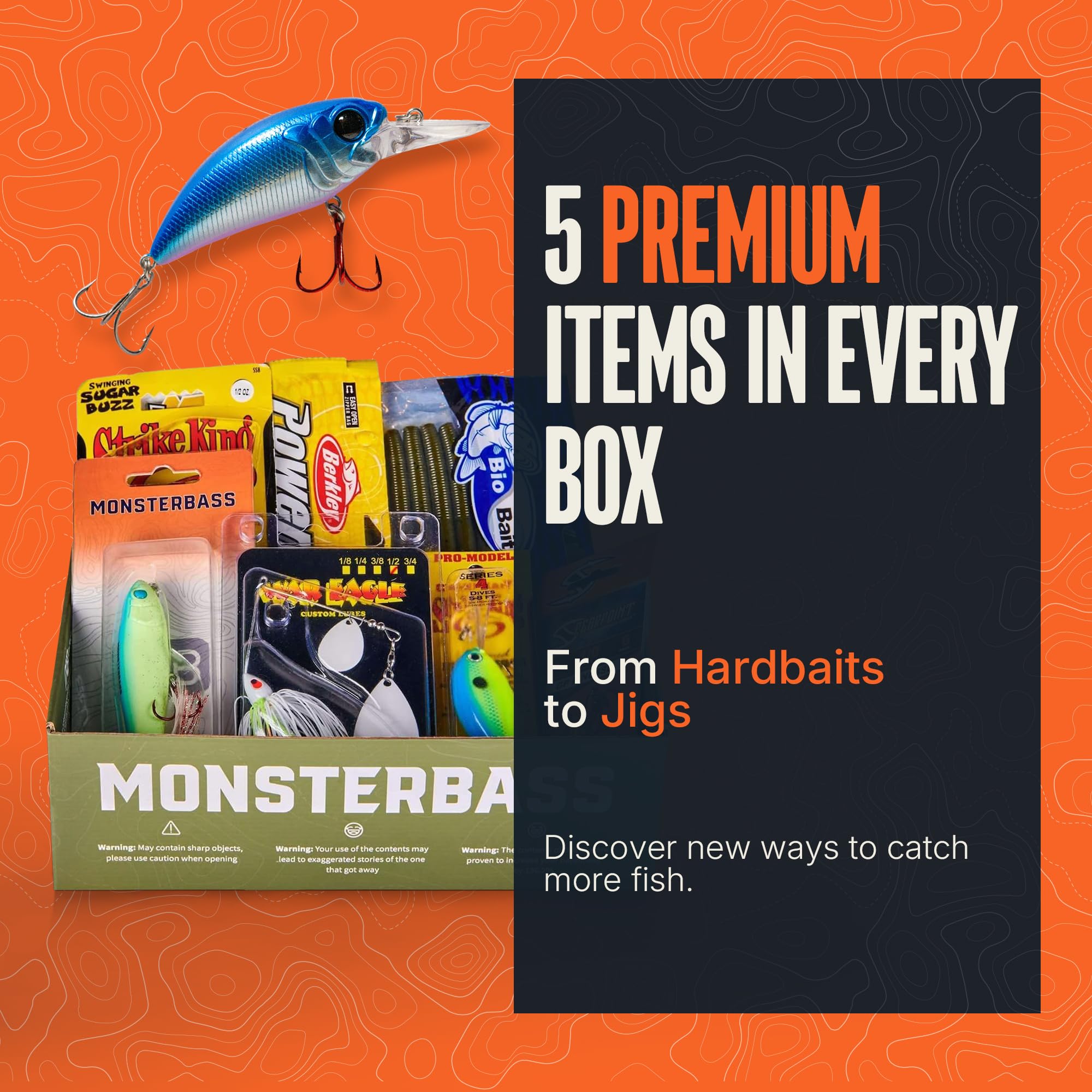 MONSTERBASS Fishing Mystery Box, Freshwater Bass Fishing Kit with 7+ Lures