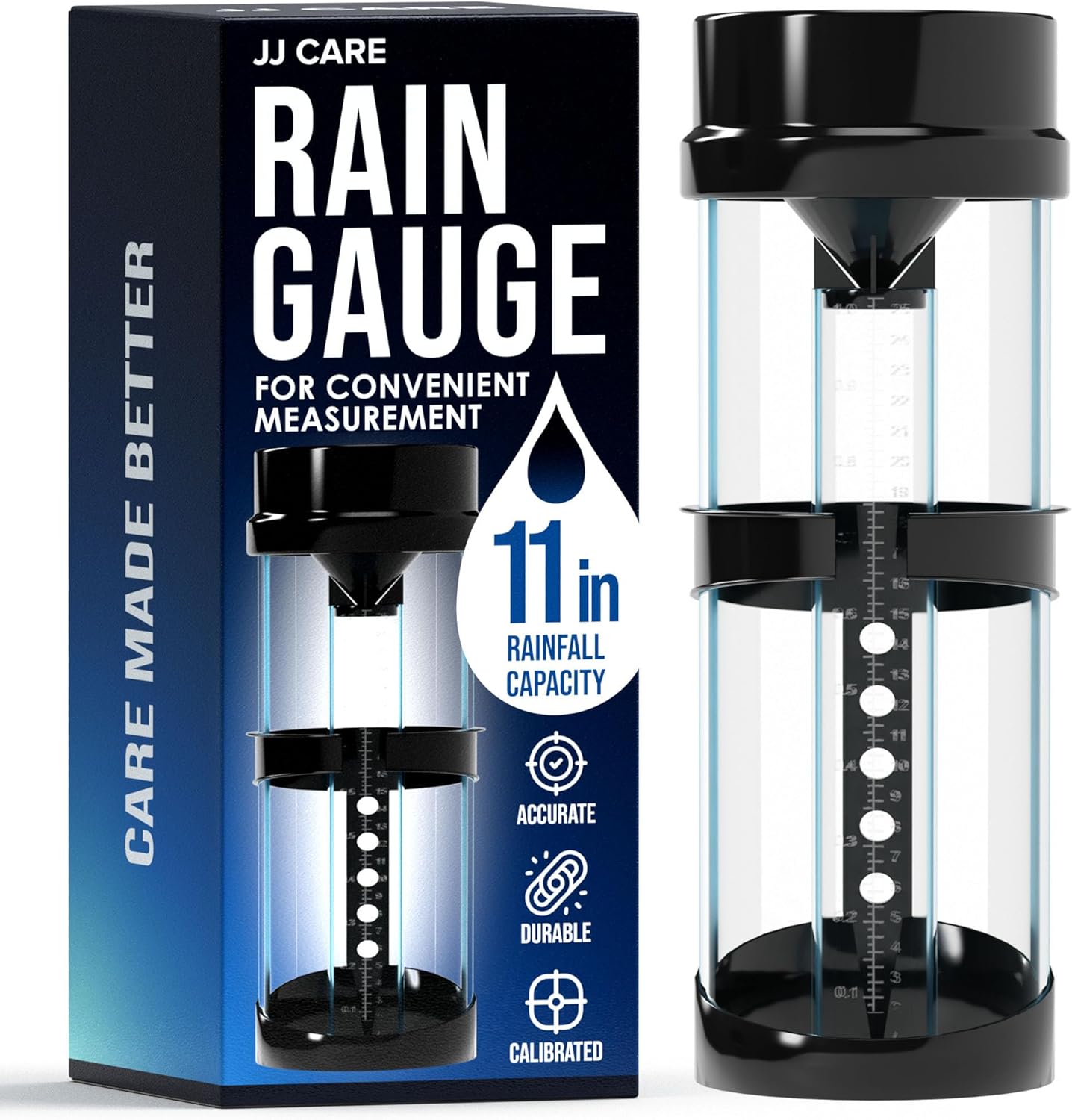 JJ Care Rain Gauge 11’’ inches Rainfall Capacity, Rain Gauge Outdoor for Rainfall, Rain Gauge Measure for Garden, Lawn and Outdoor Yard, Weather Rain Gauge Collector
