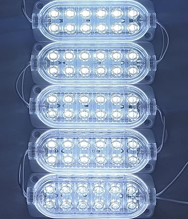 Steko 5 Pieces (WHITE) DC 12 Volt 3 Watt (12 LED) Waterproof LED Module Light Lamp Bulb Multipurpose Use For Auto Rickshaw, Battery Rickshaw, Bike, Car Decoration