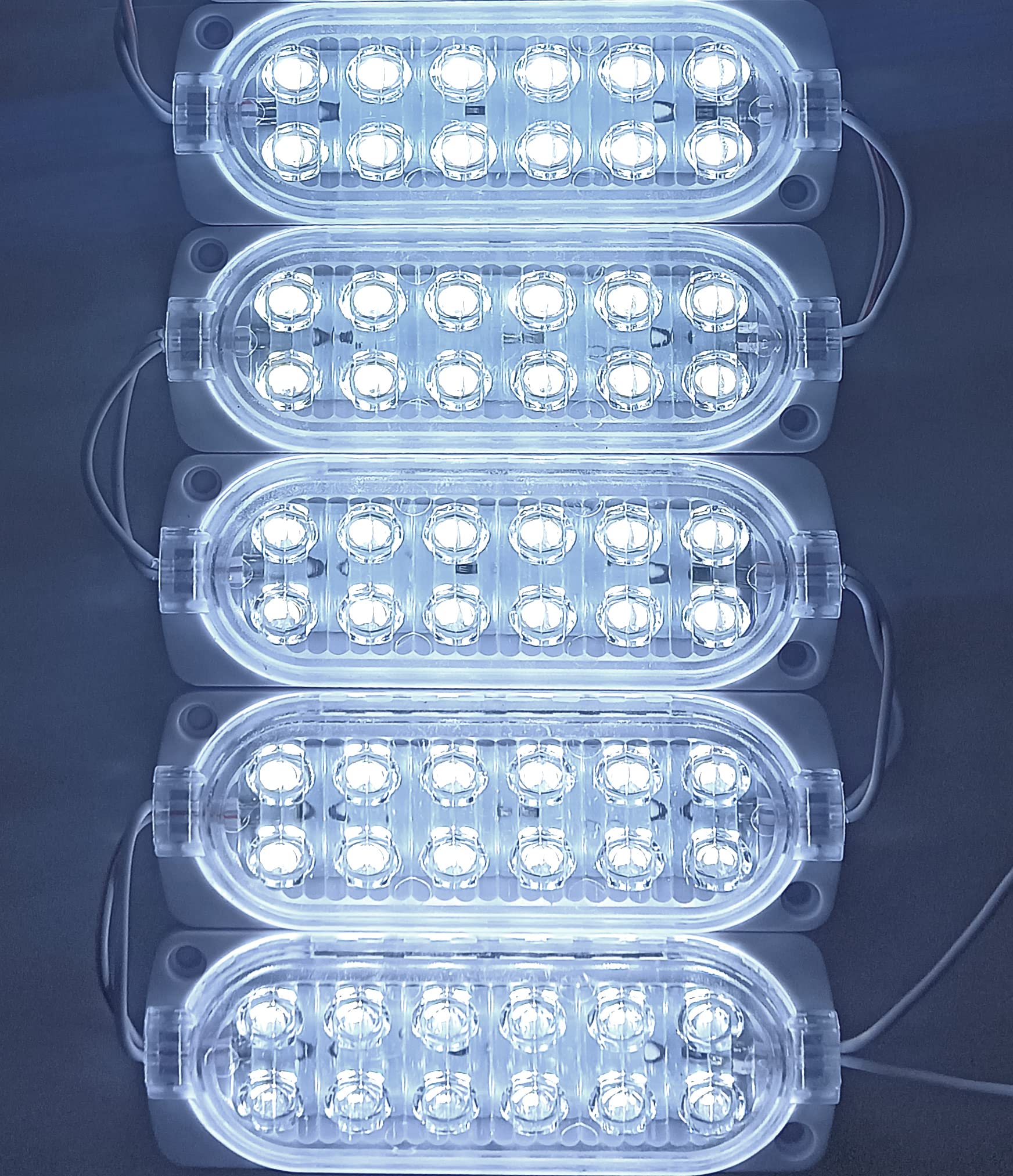 Steko 5 Pieces (WHITE) DC 12 Volt 3 Watt (12 LED) Waterproof LED Module Light Lamp Bulb Multipurpose Use For Auto Rickshaw, Battery Rickshaw, Bike, Car Decoration