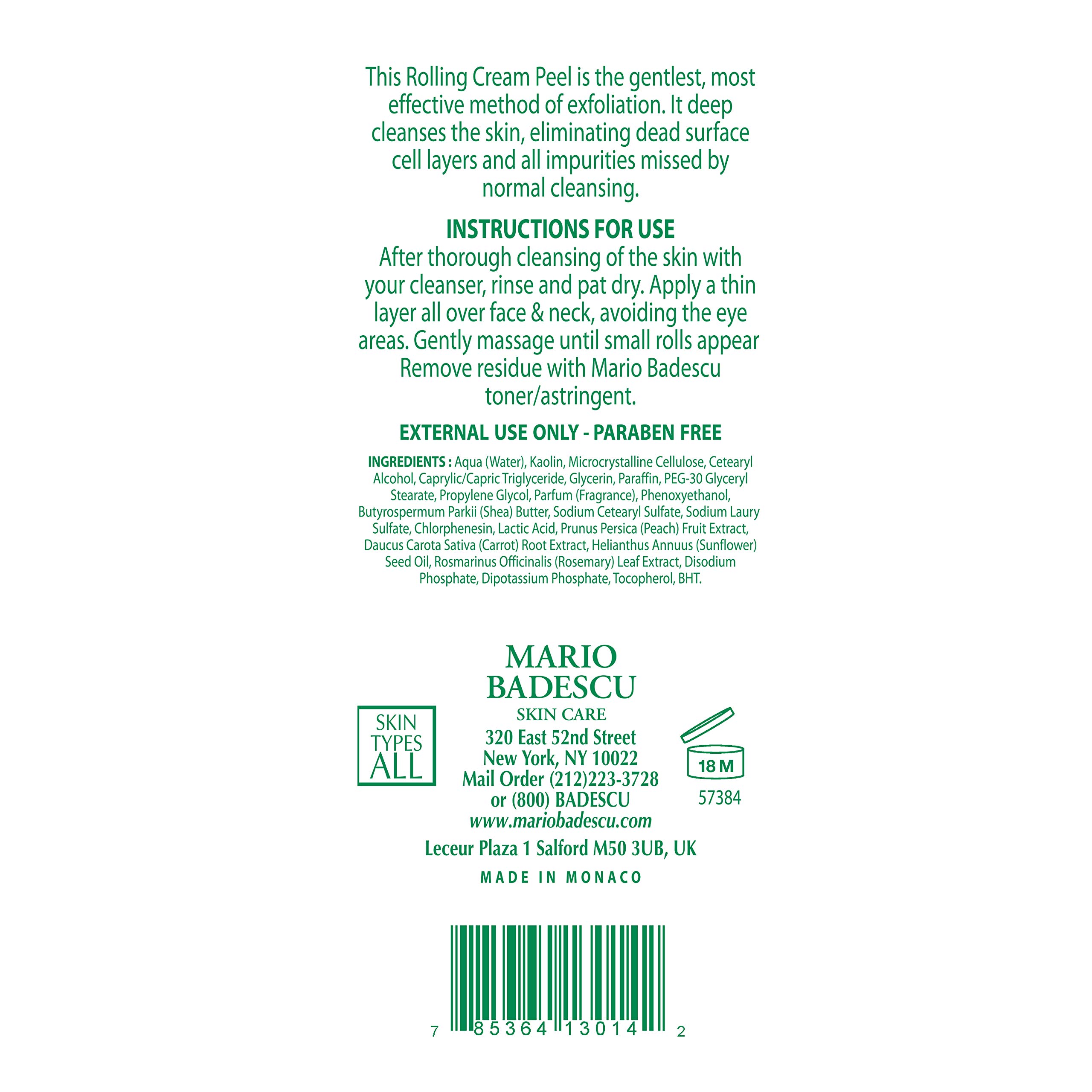 Mario Badescu Rolling Cream Peel for AHA for All Skin Types | Face Treatment with Lactic Acid & Kaolin | Visibly Improves Uneven Skin Texture | 2.5 Fl Oz