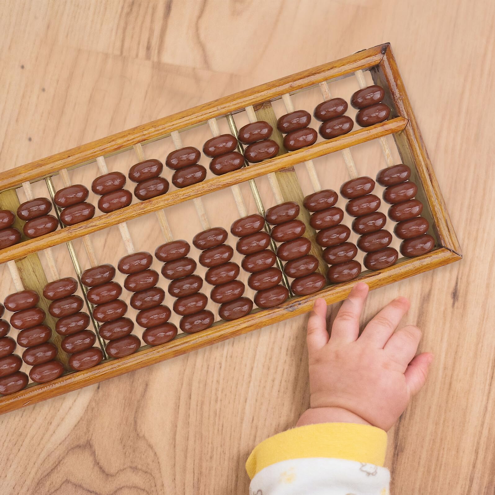 Alasum Abaco 7 Sfere in Legno per Bambini, Calcolo Mentale | 13 Aste Numeriche, Finitura Liscia Angoli Arrotondati, Colore Caffè, per Studenti