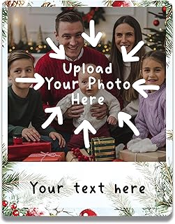 Custom Photo Magnets, Customizable Rectangle, 4x5 Inches, Refrigerator Magnets, Christmas Ornaments Frame, Add Greetings, Family Name, Personalized Holiday Keepsake, Decor, Made in USA
