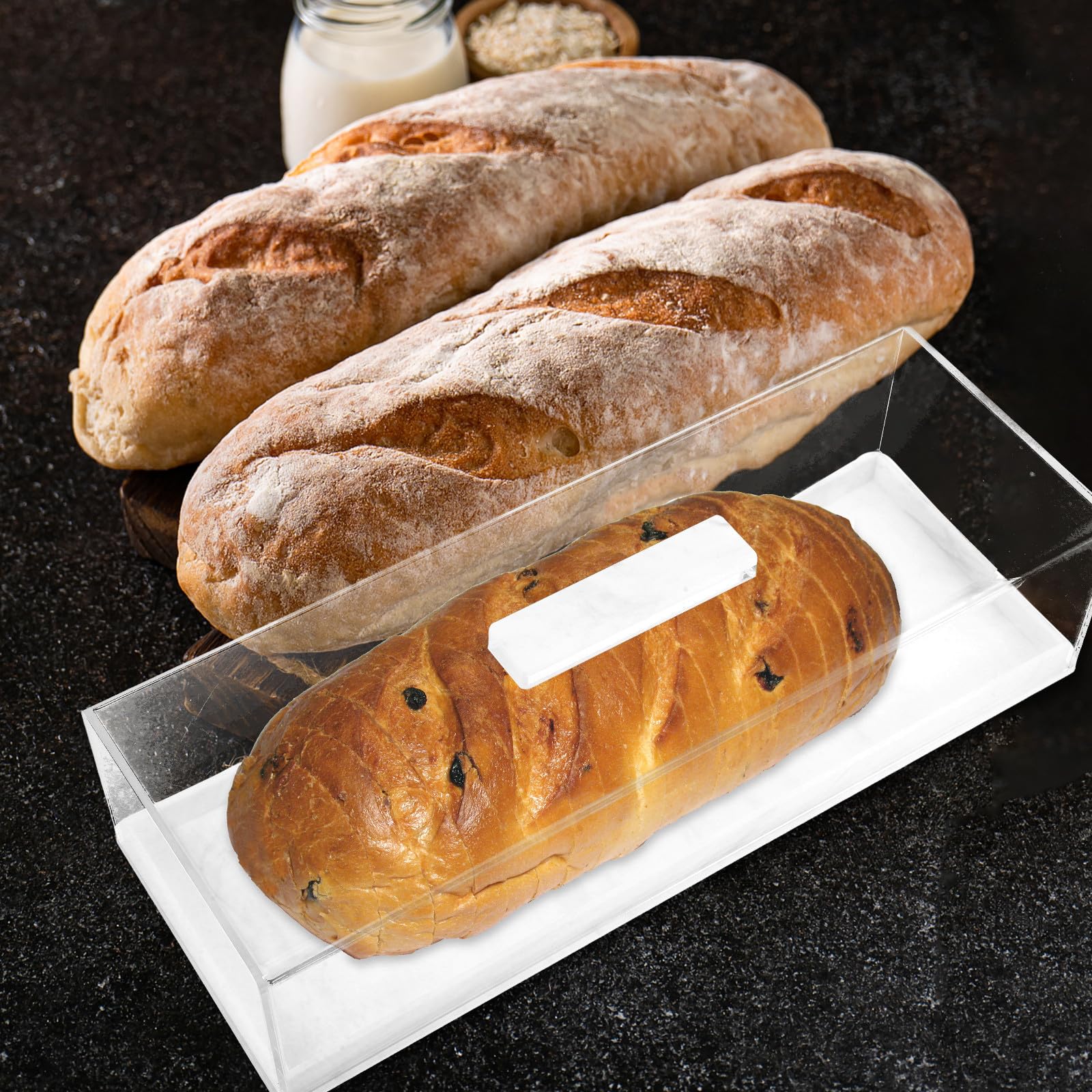INOOMP Bandeja Rectangular para Tartas con Tapa Transparente Plato Acrílico Multiusos para Exhibir y Servir Postres Frescos Fiestas y Bodas