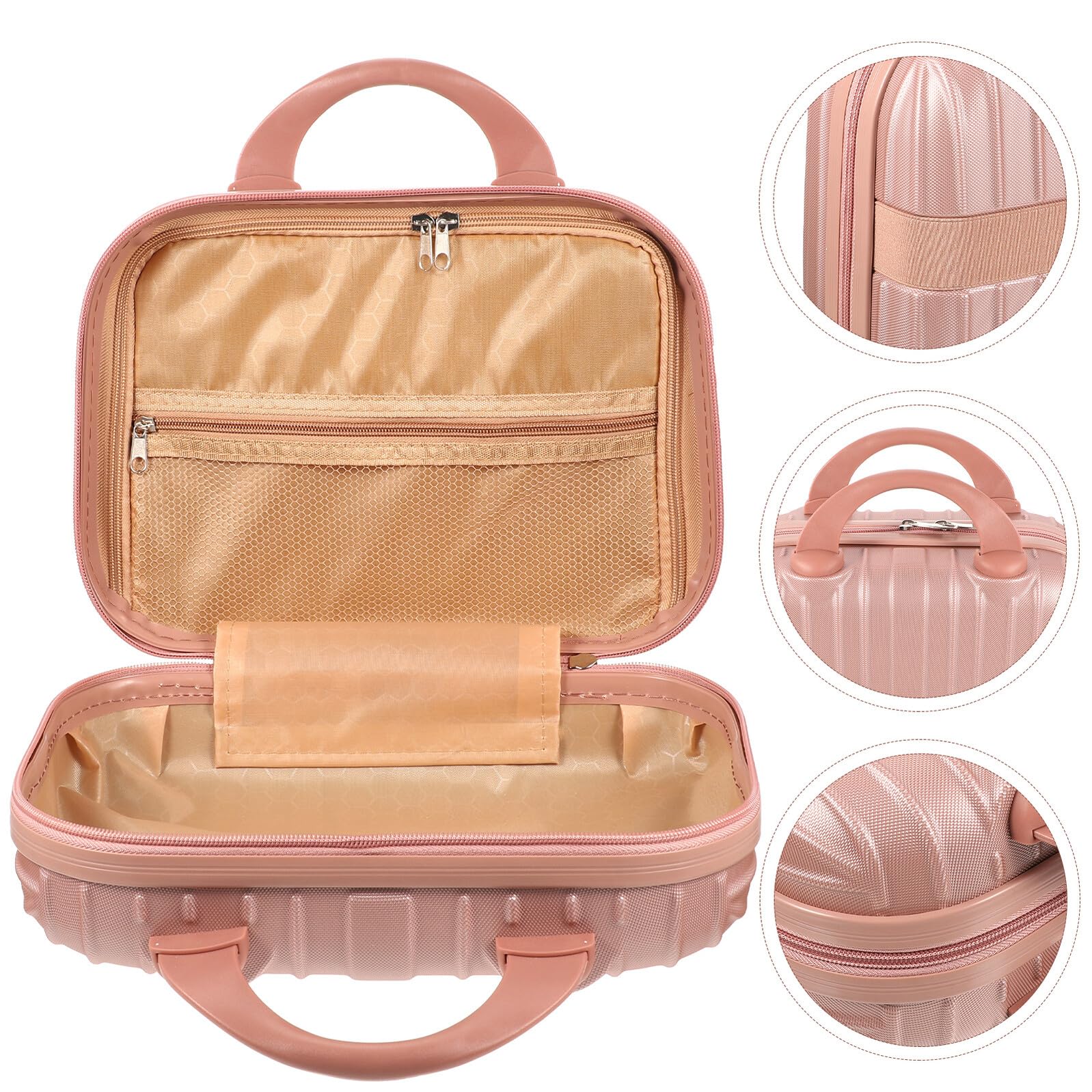 VILLCASE Borsa Portatrucchi Portatile Rosa Oro Contenitore Cosmetici Grande Capacità Maniglia Custodia Multifunzione per Viaggio e Uso Quotidiano