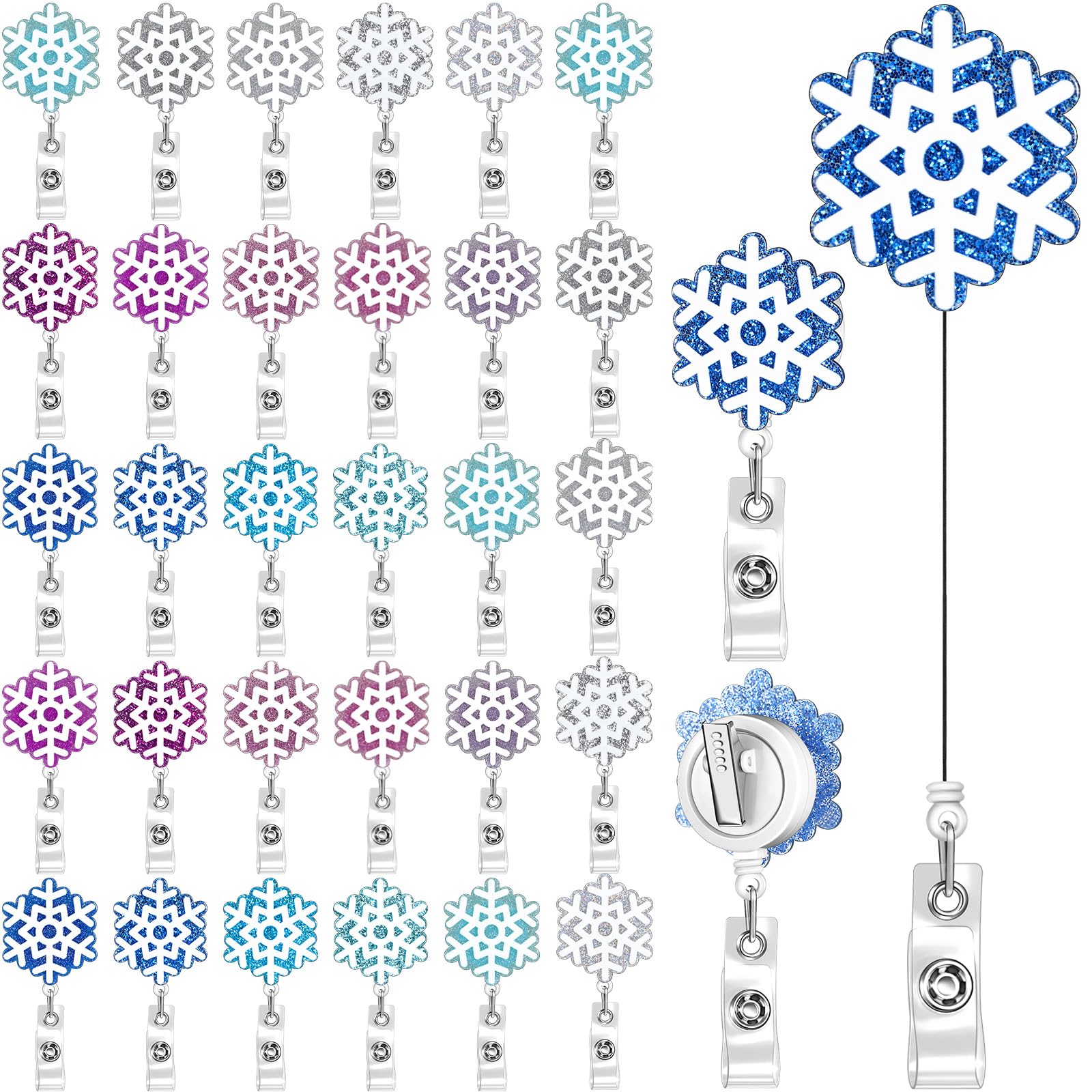 Barydat 27 Pcs Fall & Holiday Badge Reels - Thanksgiving Christmas Halloween Felt Retractable ID Holders