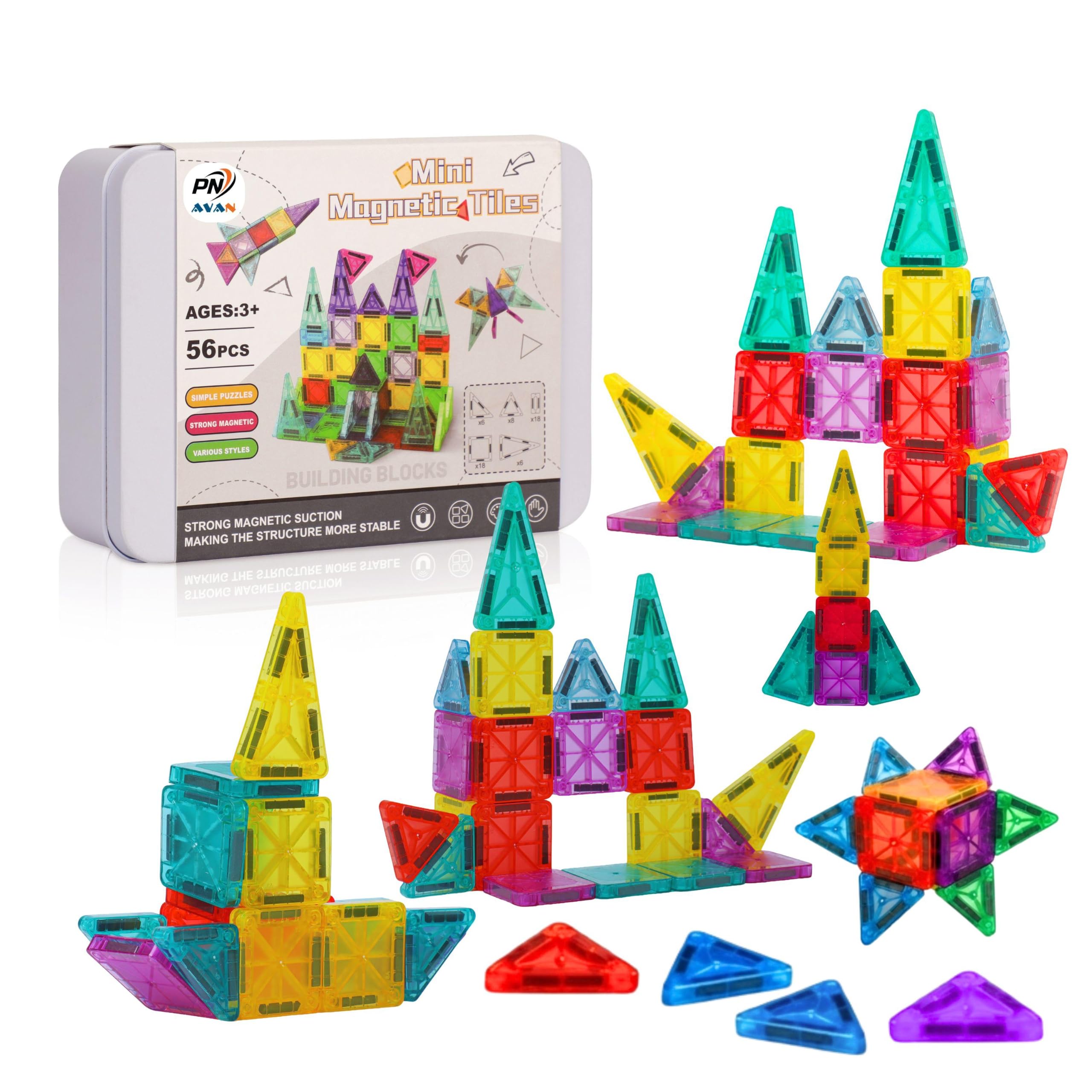 Magnetic Sticks & Balls Set for Kids, Toys for Kids | Magnetic Toys for Boys & Girls Age 3+ Years Old Educational Stem Learning Magnet Stick with Balls Game Set (Magnetic Tiles - 56 Pcs)-image-34