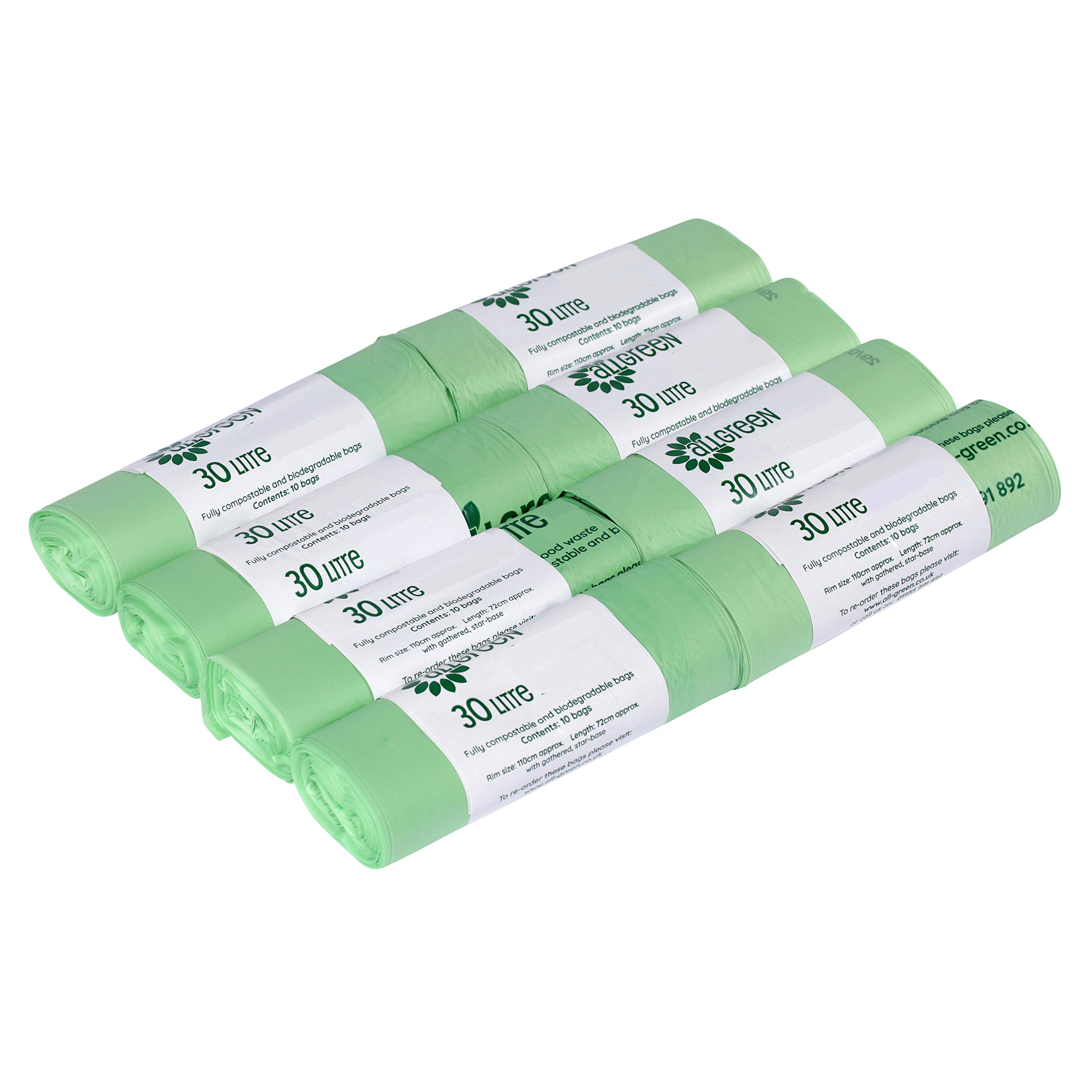 30 Litrex80 Compostable Bags for Kerbside Bin-EN13432 Kitchen/Outdoor Bin Liners