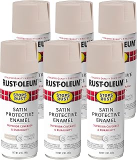 Rust-Oleum 276271-6PK Stops Rust Spray Paint, 12 Oz, Satin French Beige, 6 Pack