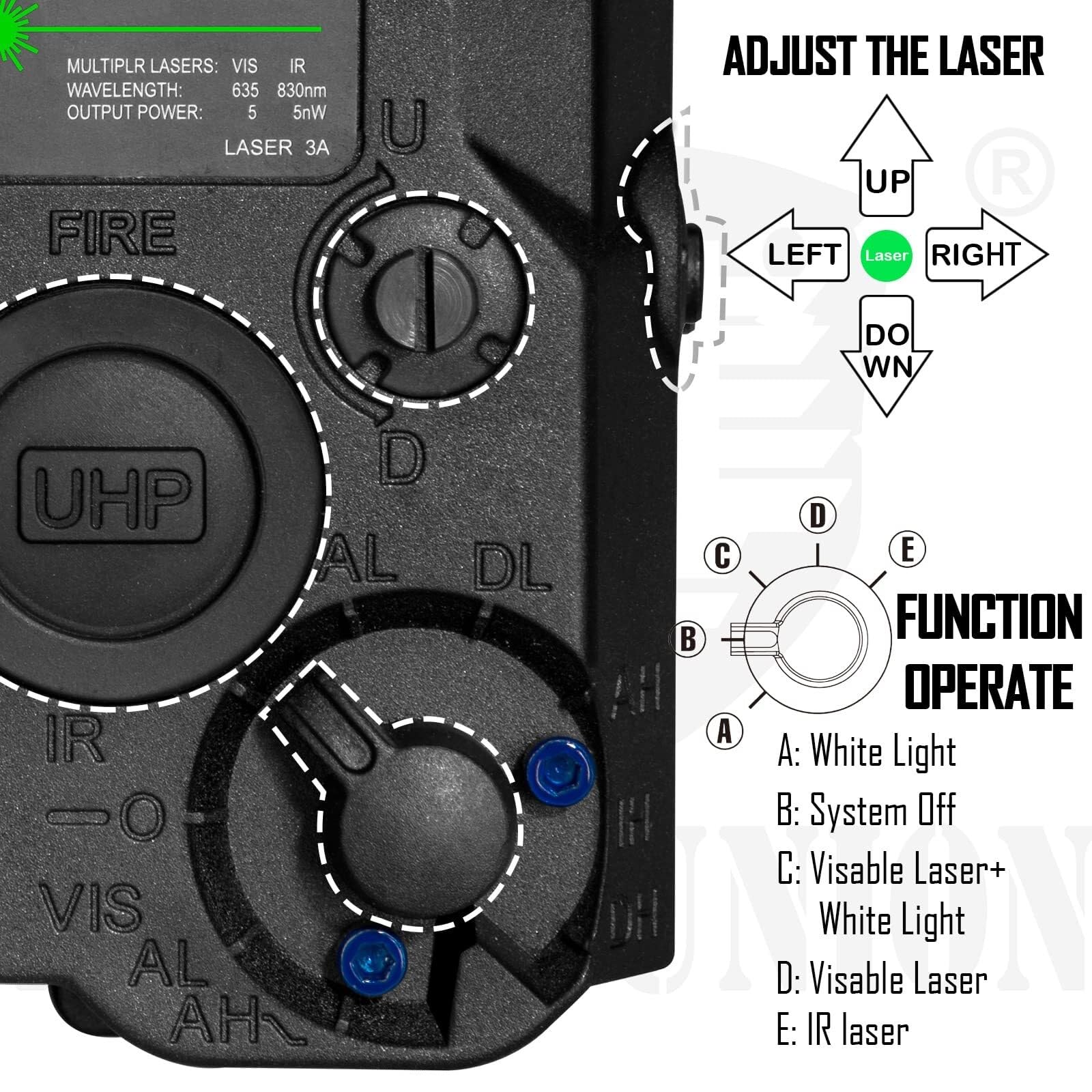 Airsoft PEQ-15 Pro IR Laser + UHP Visible Green Laser + White LED Flashlight (Tan)