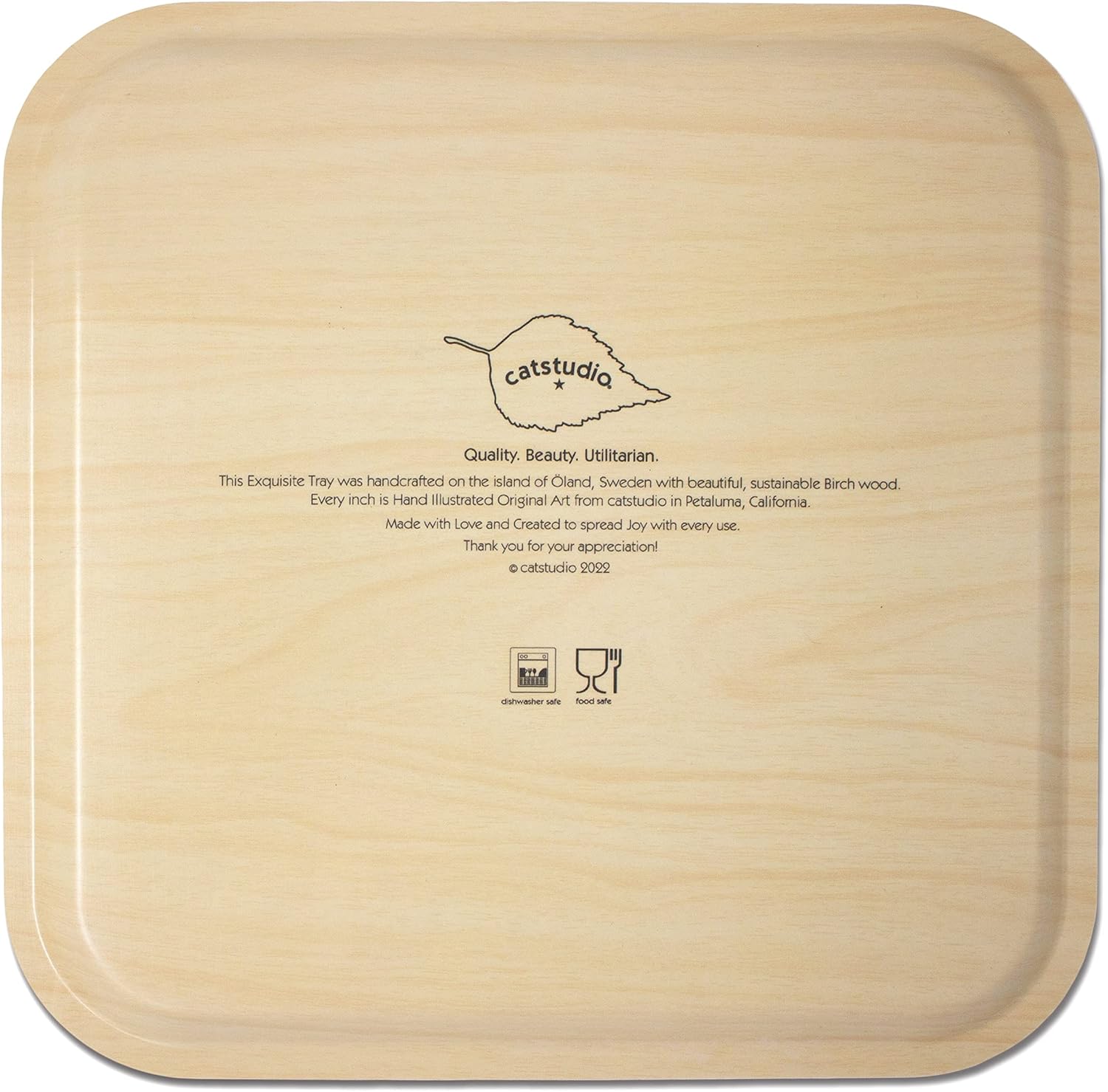 Catstudio Serving Tray, 12 Days of Christmas Birchwood Serving Tray, Decorative Trays for Ottoman, 12.5" by 12.5" Dishwasher Safe Christmas