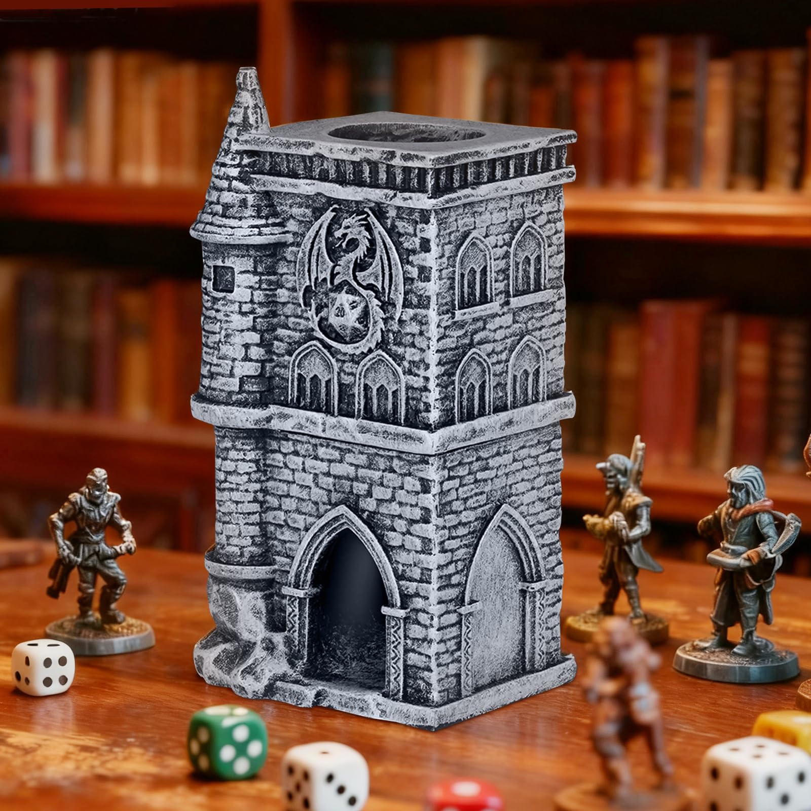 CheurYae Castle Dice Tower,Resin Dice Rolling Tower,Dragon Dice Tower Portable,Dice Tower for DnD RPG,Gifts for Player (Dice Not Included)