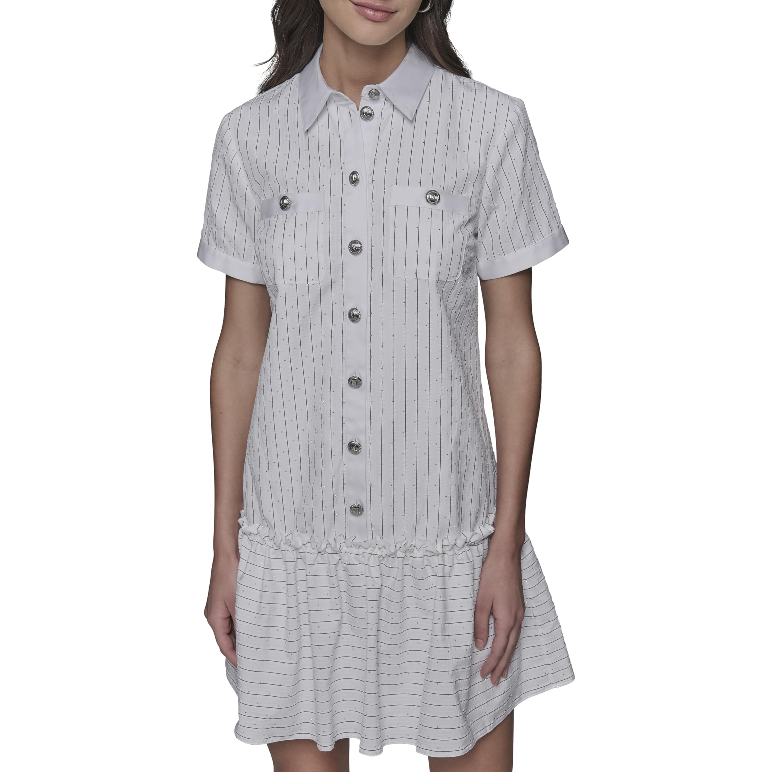 Robe décontractée KARL LAGERFELD à manches courtes et col chemise en coton