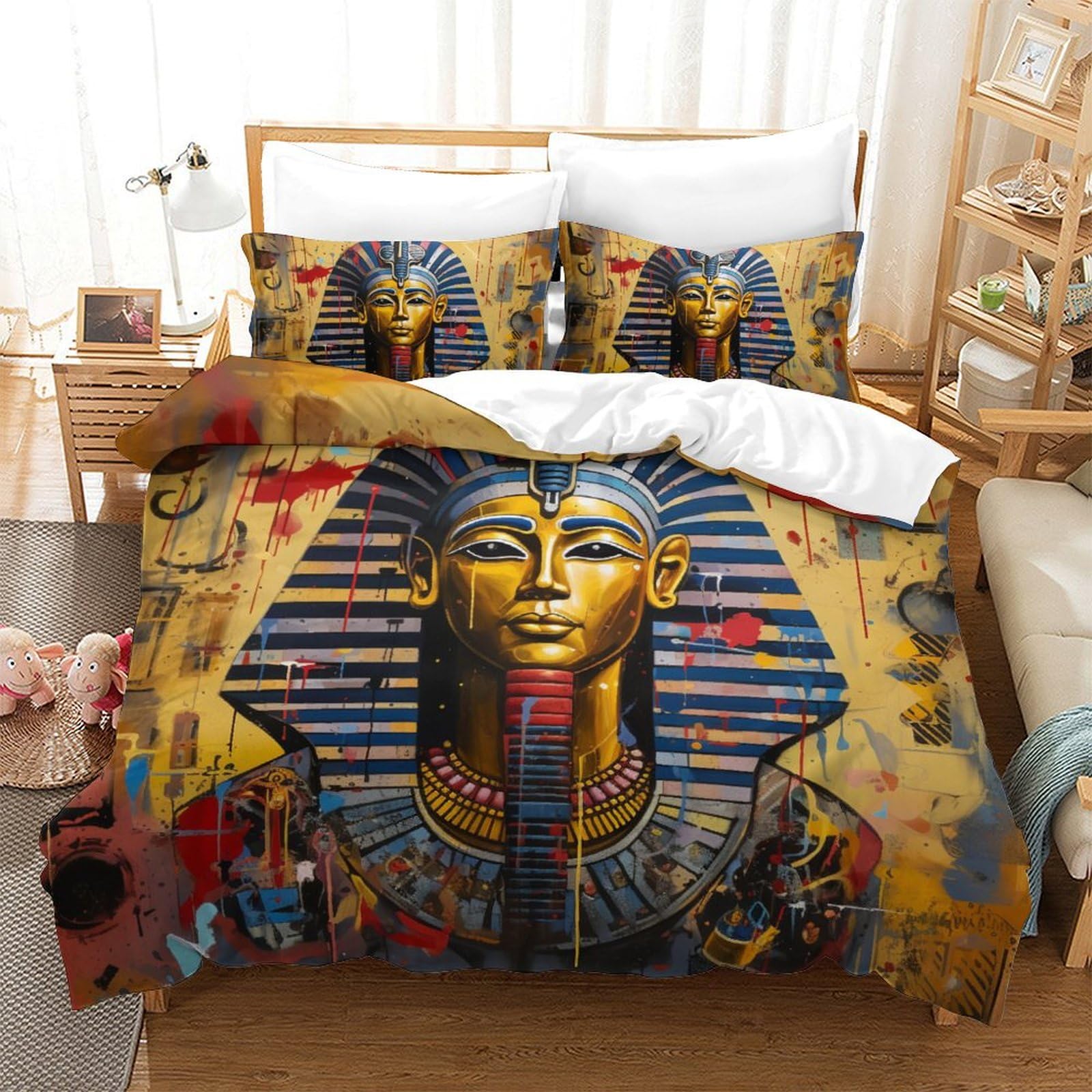 Housse de couette 3D Pharaon pour décorer la chambre des enfants avec style en 200x200cm