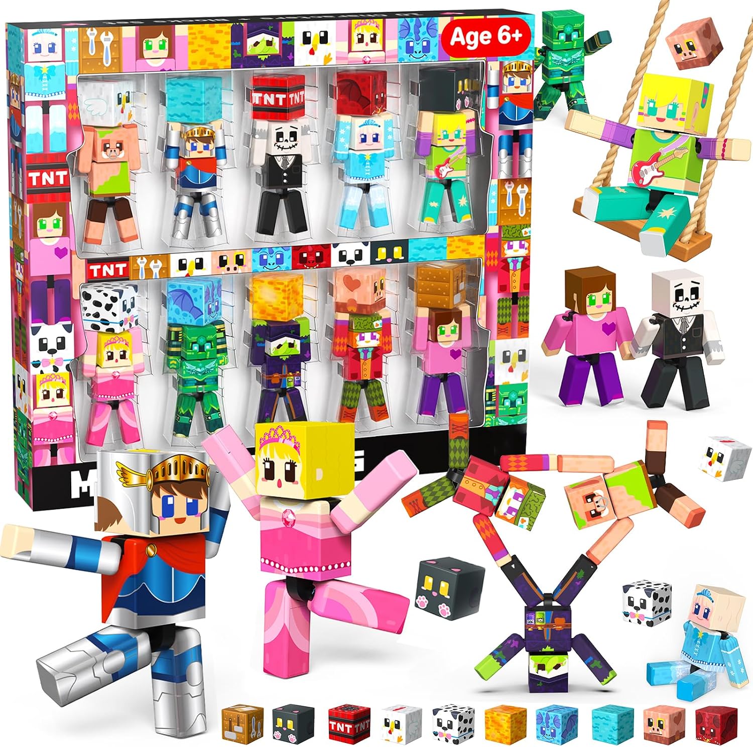 Magneverse 20Pcs Magnetic Action Figures Playset - Magnetic Toys for Kids | Magnet Cubes and Rotatable Figures Character Toys for Kids, Birthday Gifts for Boys & Girls Ages 6+ (Patent Pending)