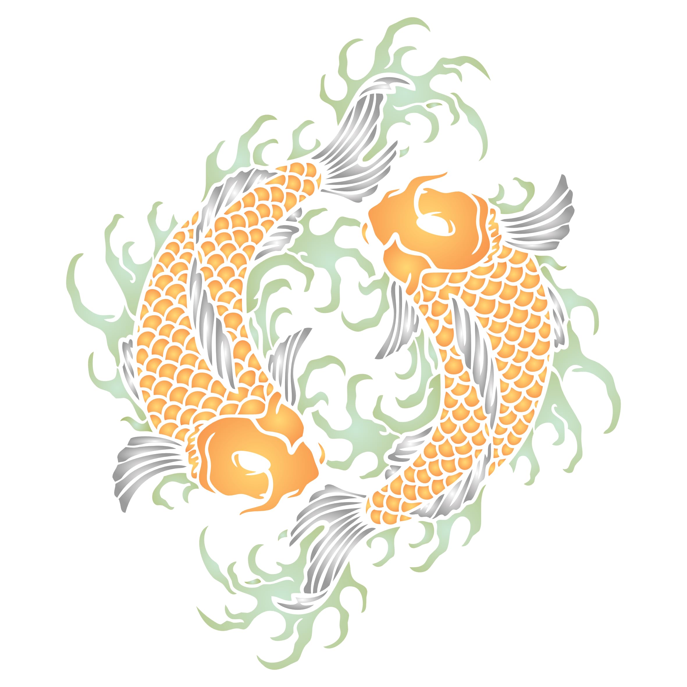 Pochoir japonais Koi Mandala réutilisable motif Yin Yang 25x29
