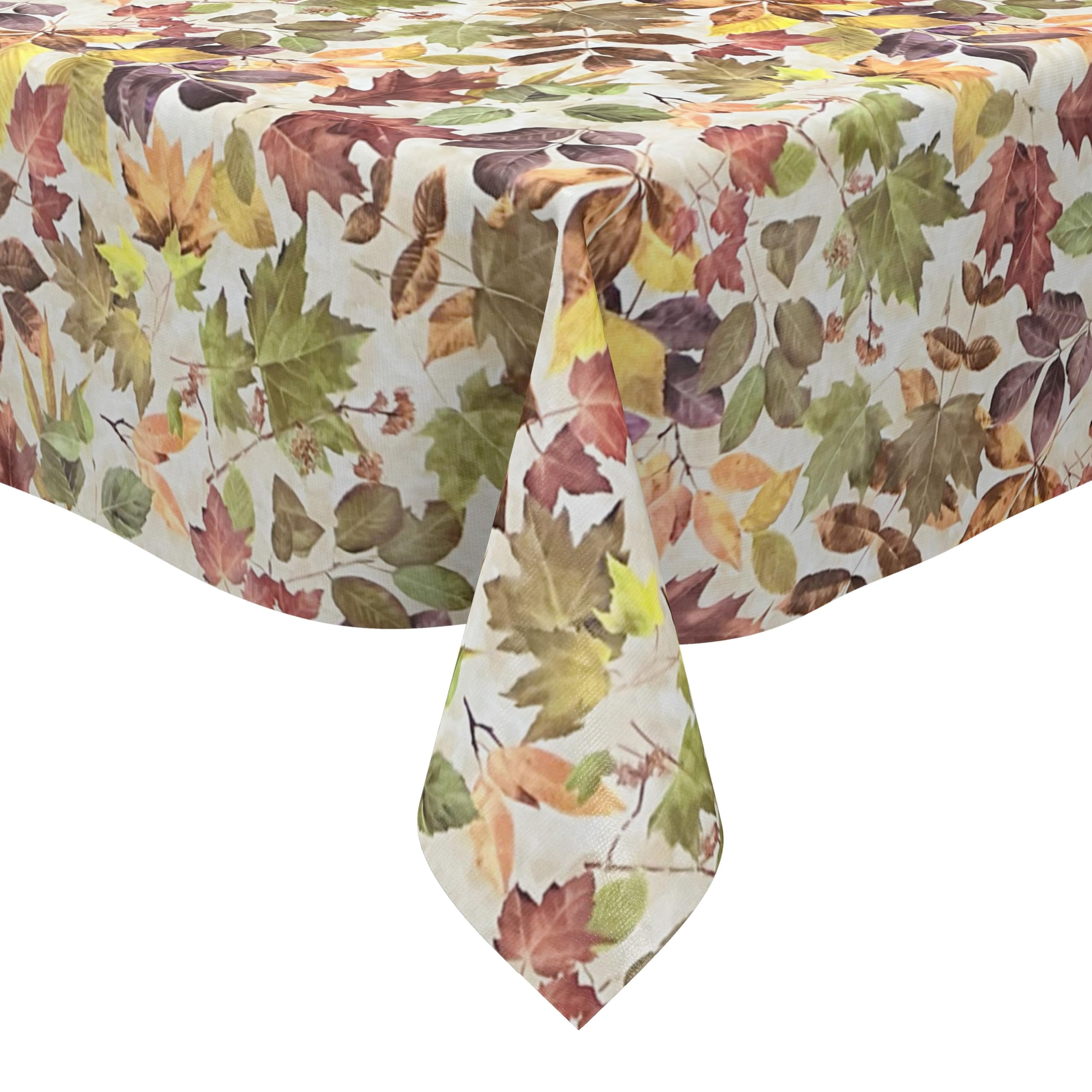 KEVKUS Wachstuch Tischdecke 688-1 Herbst Blätter Laub wählbar in eckig, rund und oval - Größe oval 140x260cm mit Paspelband