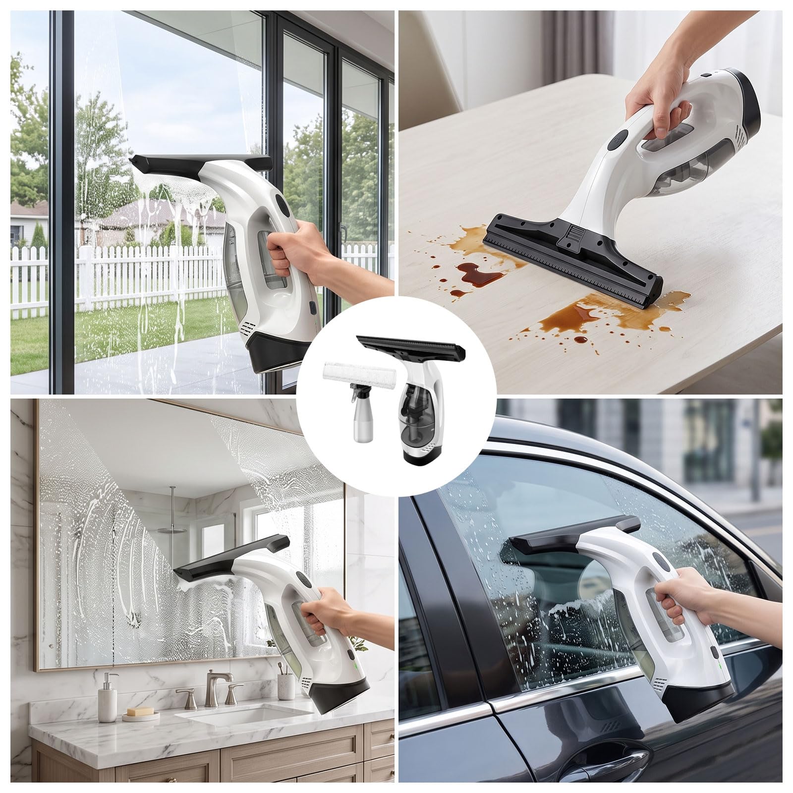 Fensterputzer Set, Elektrischer Fensterreiniger, kabelloser Fensterreiniger für Fenster, Spiegel, Fliesen, Duschkabinen und Glas, wiederaufladbarer Fensterwischer