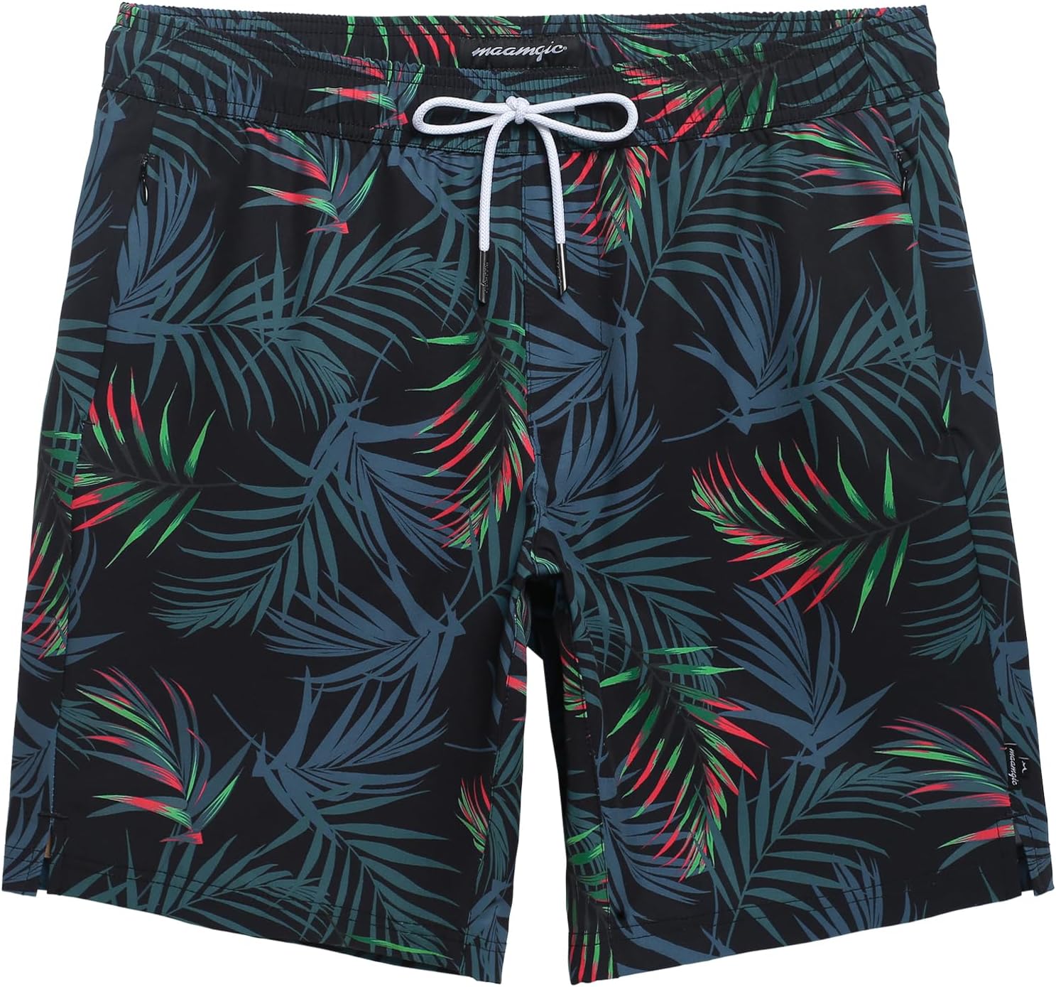 maamgic Mens Swim Trunks 9 Inch with Mesh Lining Bathing Suit Stretch Board Shorts with Zip Pockets for Swimming