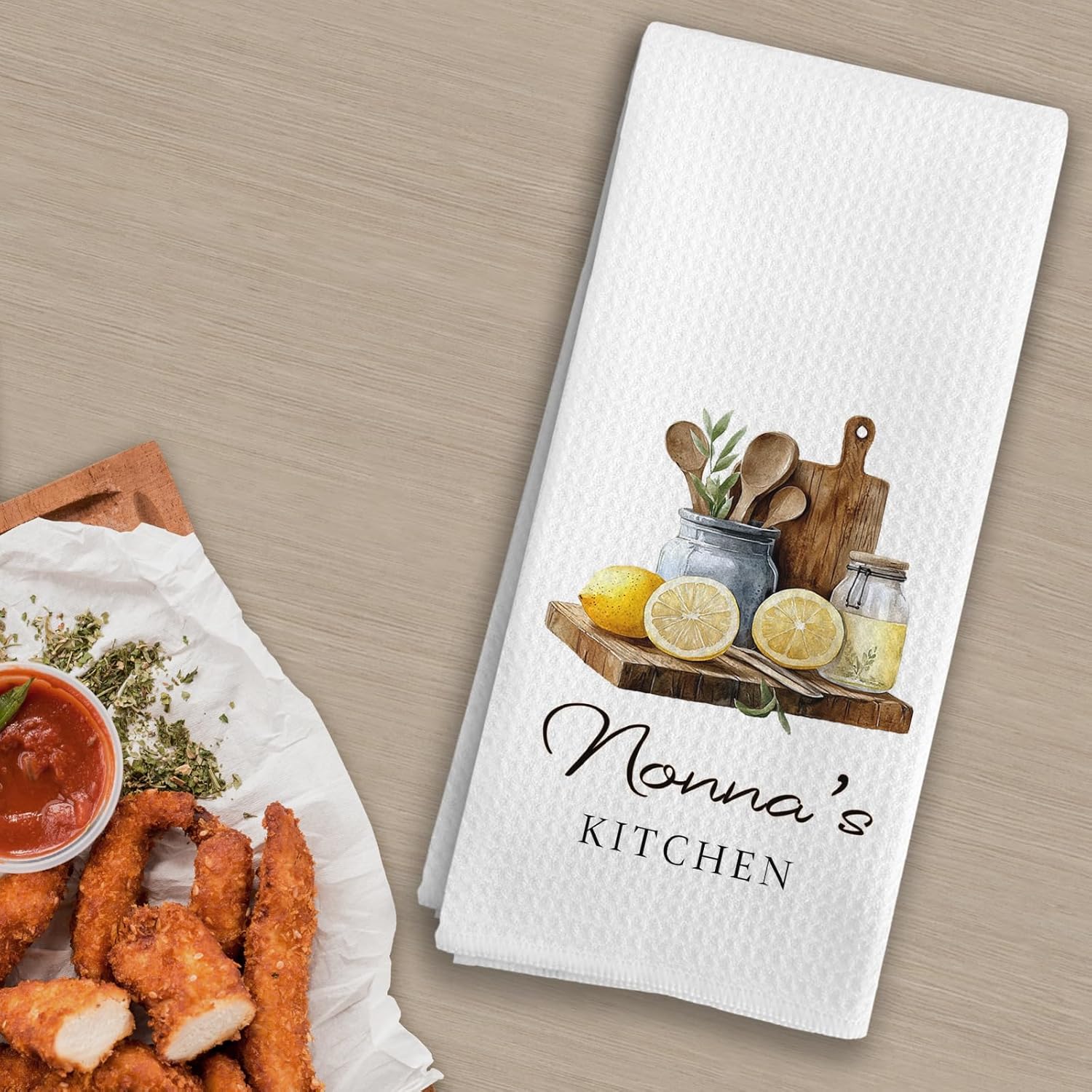 Nonna Gifts Kitchen Towels, Nonna's Kitchen Decorative Towel, Best Grandma Mother's Day Birthday Gifts from Grandson Granddaughter Grandkids Hand Dish Tea Towels, 16X24In - Image 3