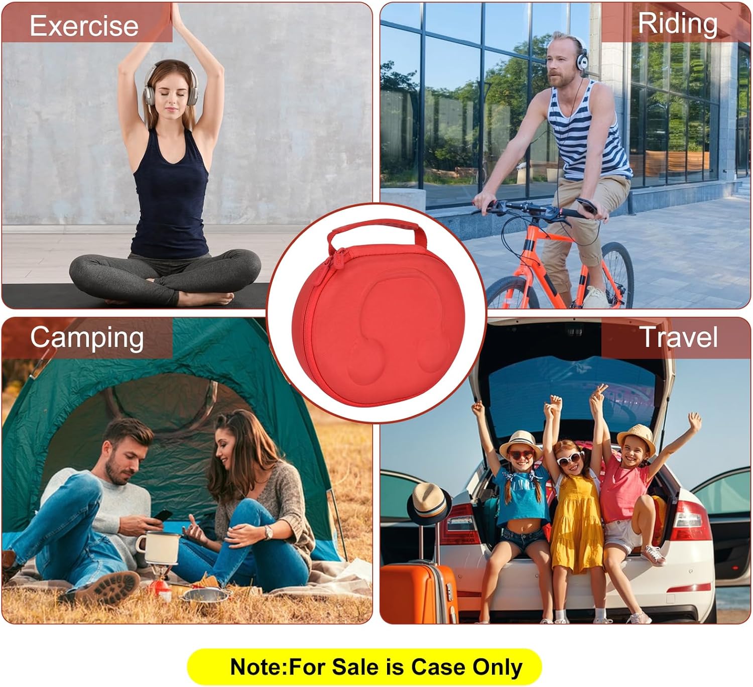 EVA Hard Headphone Case for JBL Tune 510BT / 520BT / 500BT / 660NC / 670NC / 570BT / 525BT / 600BTNC, JBL Live 460NC / 670NC / 400BT / JBL T450BT and Soundcore H30i, Samsung AKG - Red - Image 6