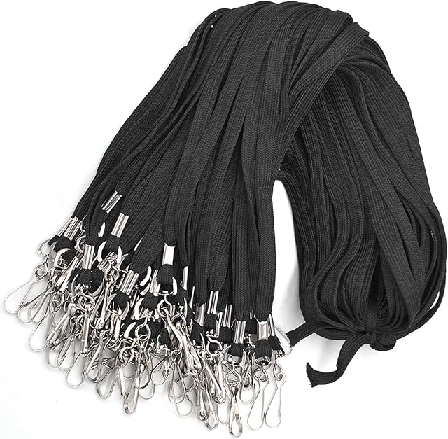Black Lanyard 100 Pack Bulk Badge Lanyards for ID Badges Neck Cruise Lanyard Name Tag Lanyard ID Holder