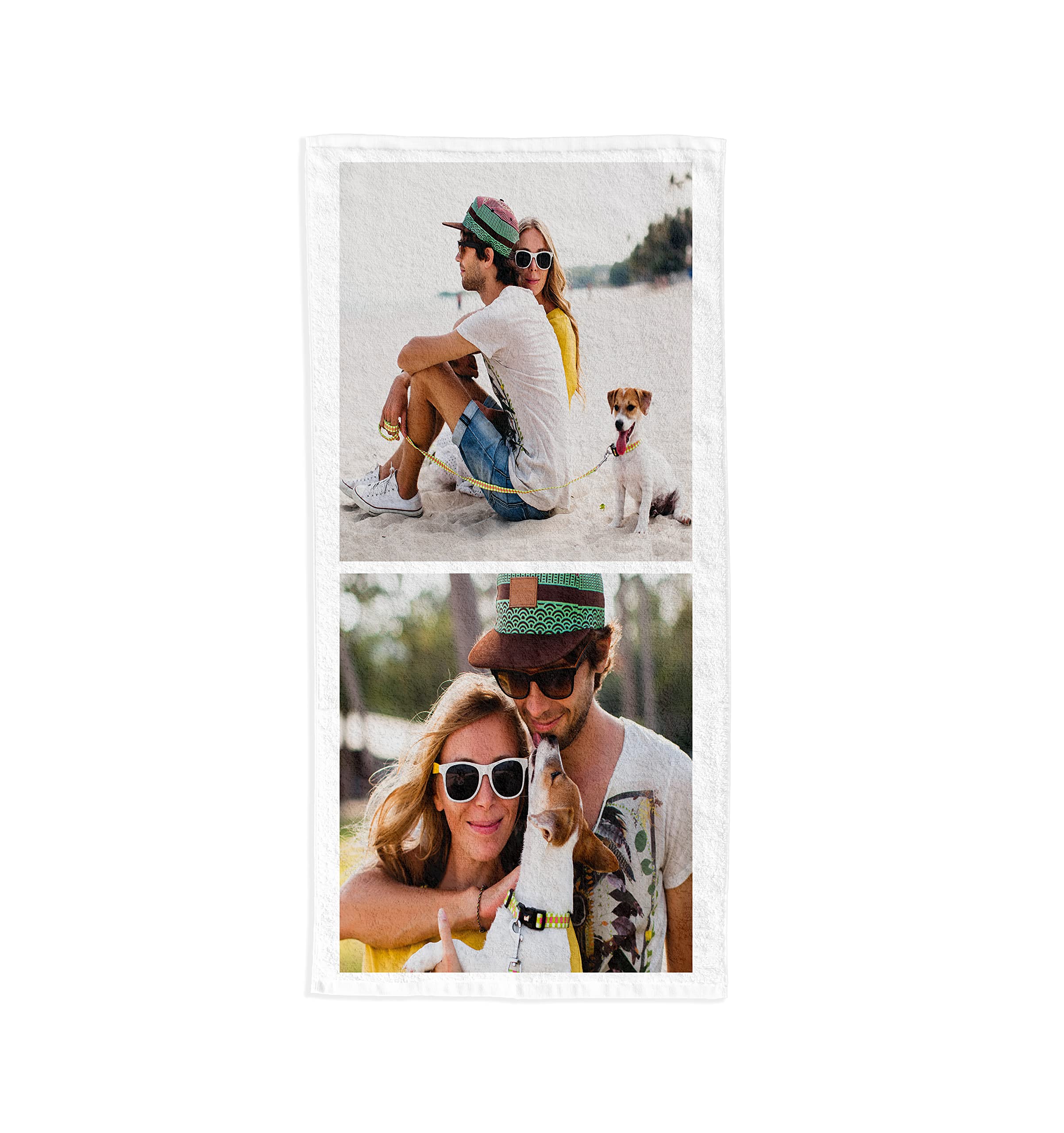 Toalla de Playa Personalizada con Foto y Texto, Collage de Fotos, E&B PORRAS (2 Fotos)