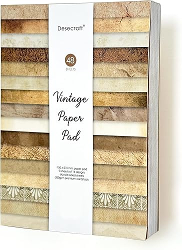 48 hojas de papel de tarjeta vintage antiguo para álbumes de recortes, papel decorativo en paquete para hacer tarjetas, diario, planificador,
