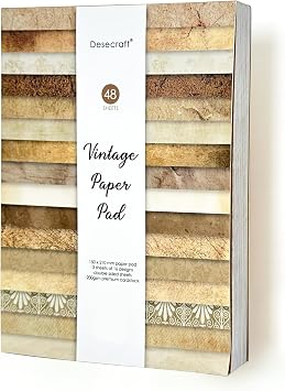 48 sheets Vintage Antique Scrapbooking Cardstock Decorative Paper Pack for Card Making Journaling Planner Origami Aged Textured Scrapbook Paper Scrapbook Materials Supplies