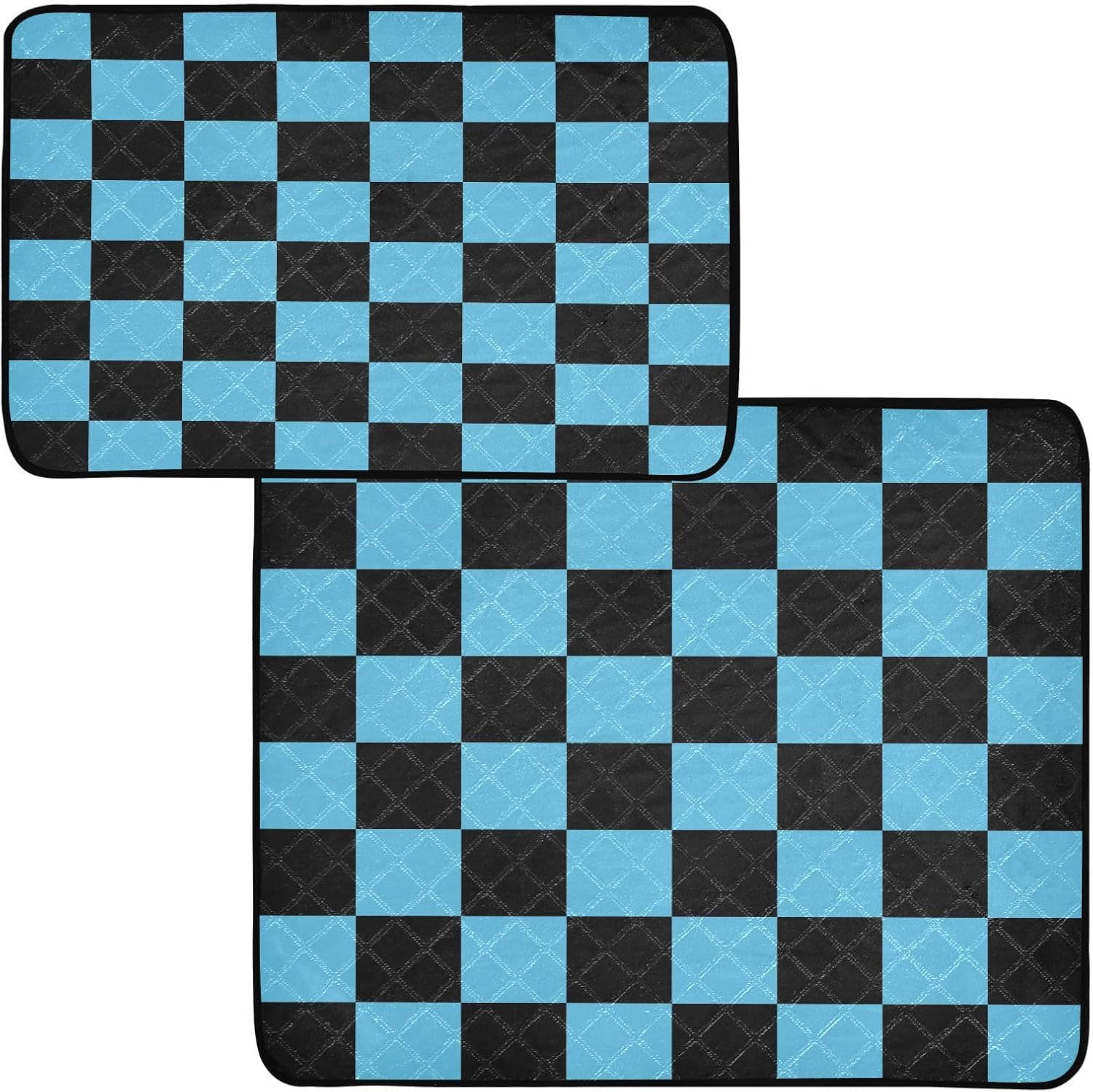 Washable Pee Pads for Pets Black Blue Checked Pattern Reusable Cats and Dogs Mats