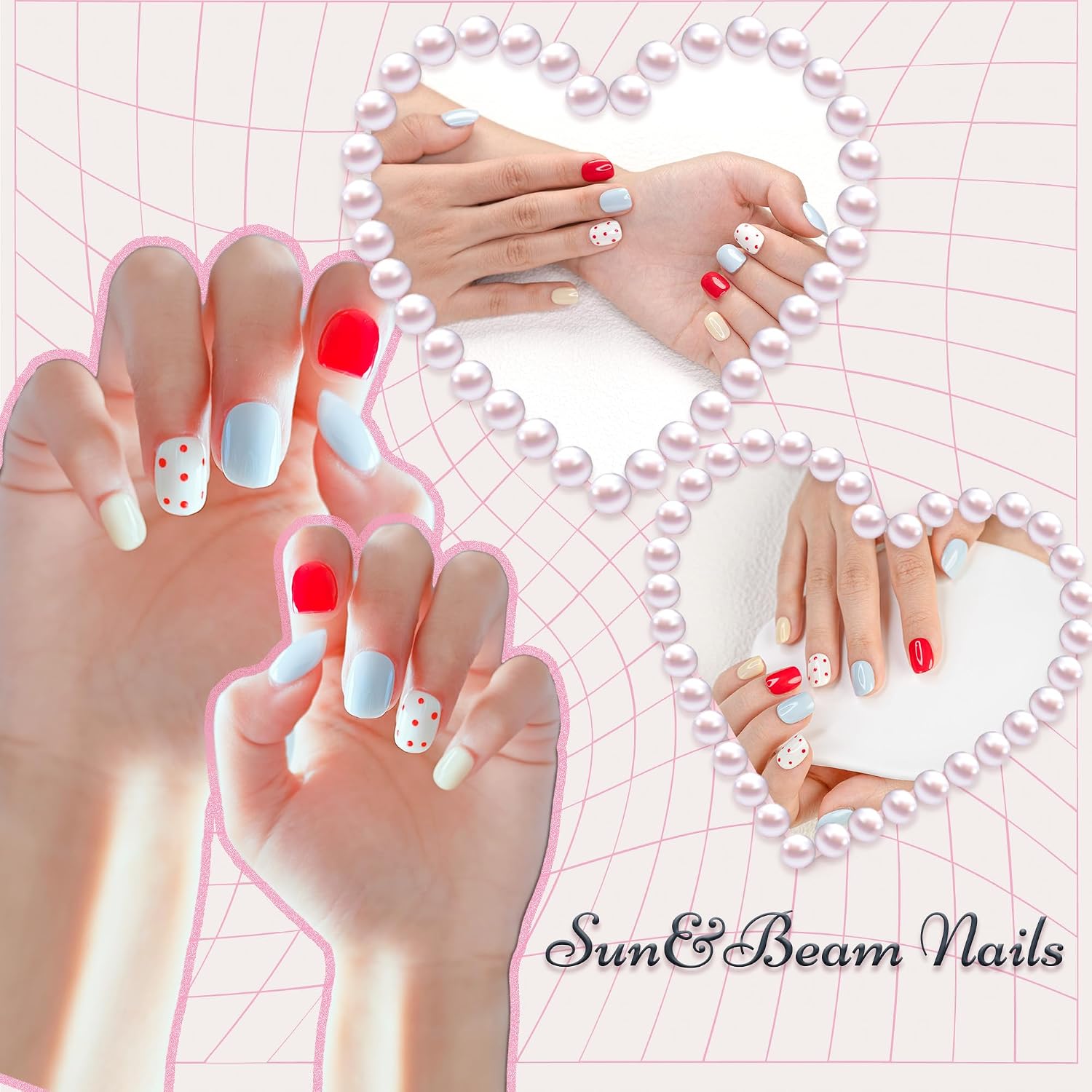 Sun&Beam Nails Handmade Press-On Nails Short Squoval Blue (#177 L)