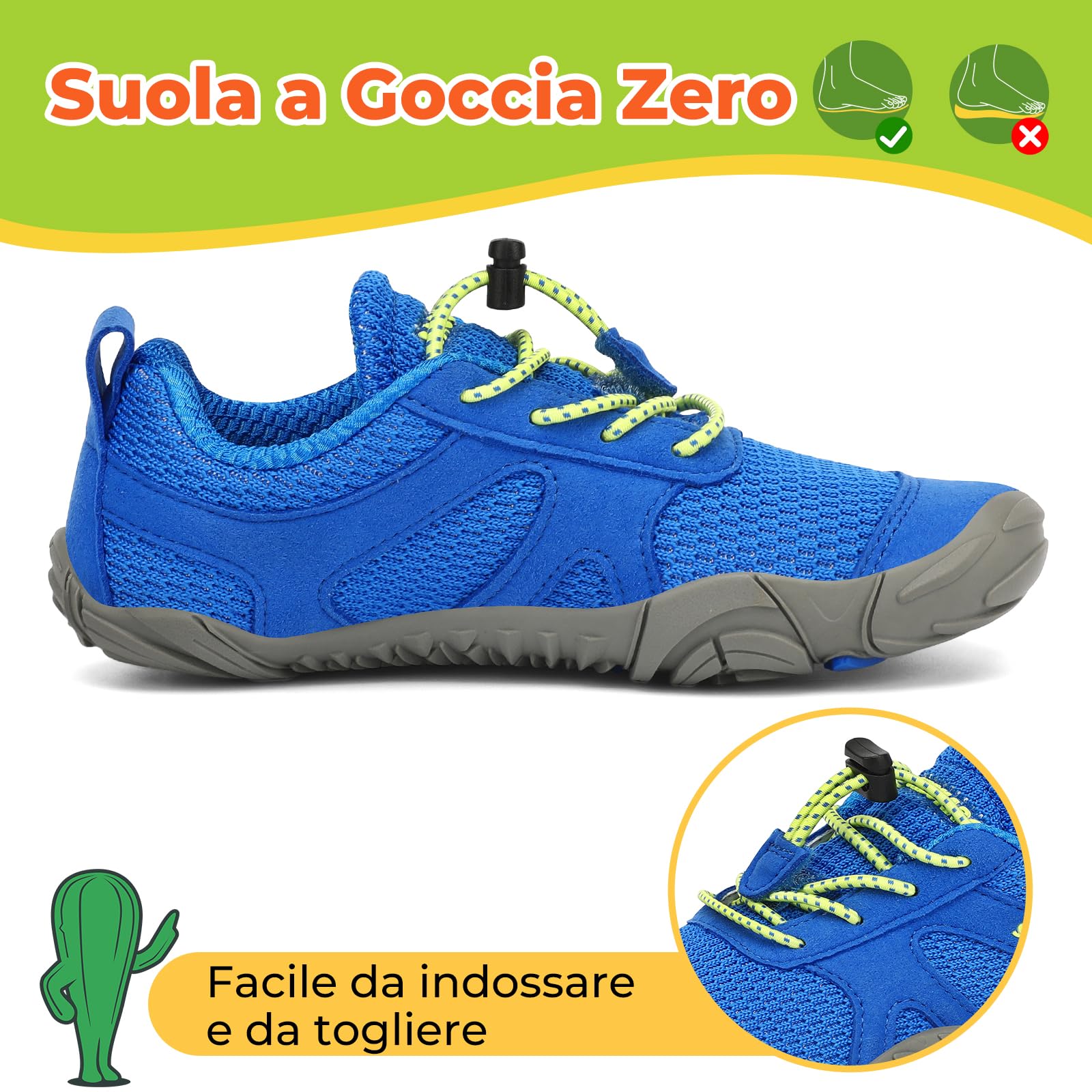 SAGUARO Barefoot Shoes Bambini Traspiranti Scarpe Barefoot Ragazzi Ragazze Scarpe Minimaliste Gr.24-36