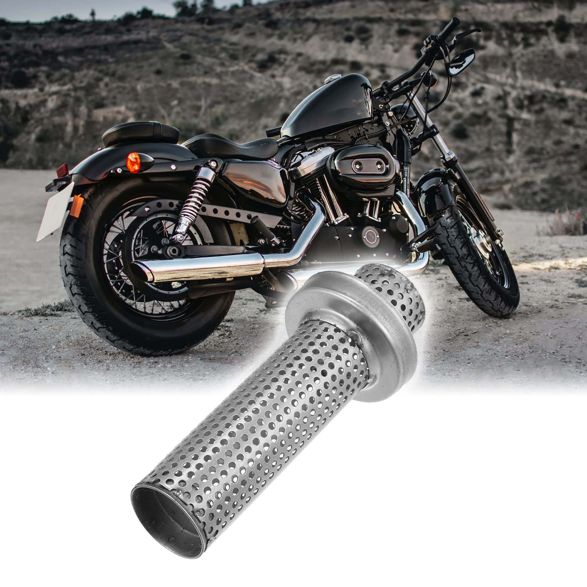 X AUTOHAUX Silenciador De Escape para Motocicleta Plateado 150X60.5Mm | Plateado, Acero Inoxidable, 150X60.5Mm, 37Mm De Diámetro Exterior, Extraíble, Fácil Colocación, Disminuye El Sonido