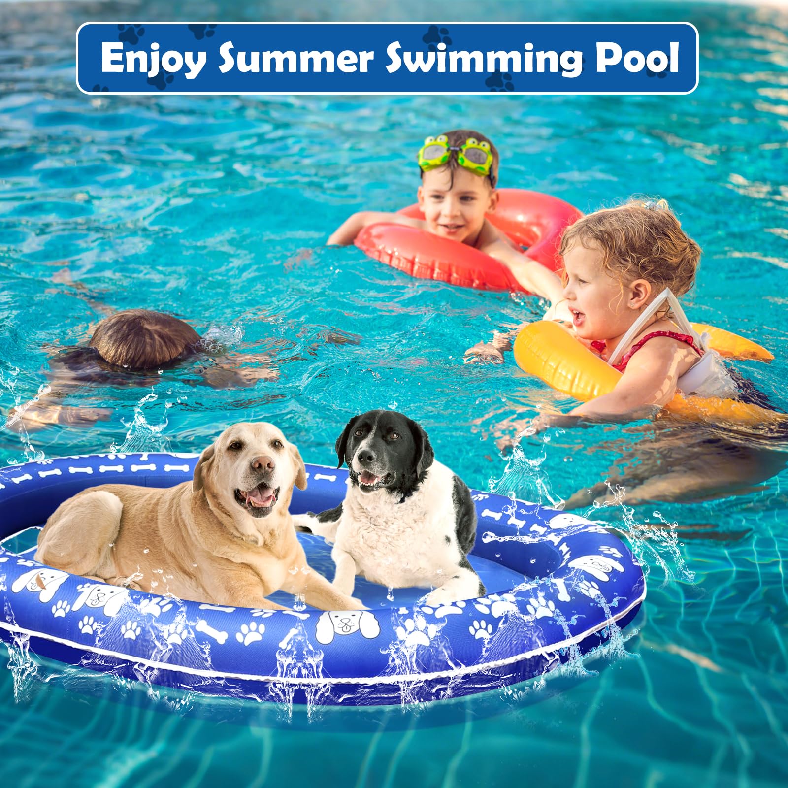 Flotteur De Piscine Pour Chien – 140 X 90 Cm, Double Couche PVC Et Nylon, Résistant Aux Griffes, Pour Chiens Jusqu’à 30 Kg