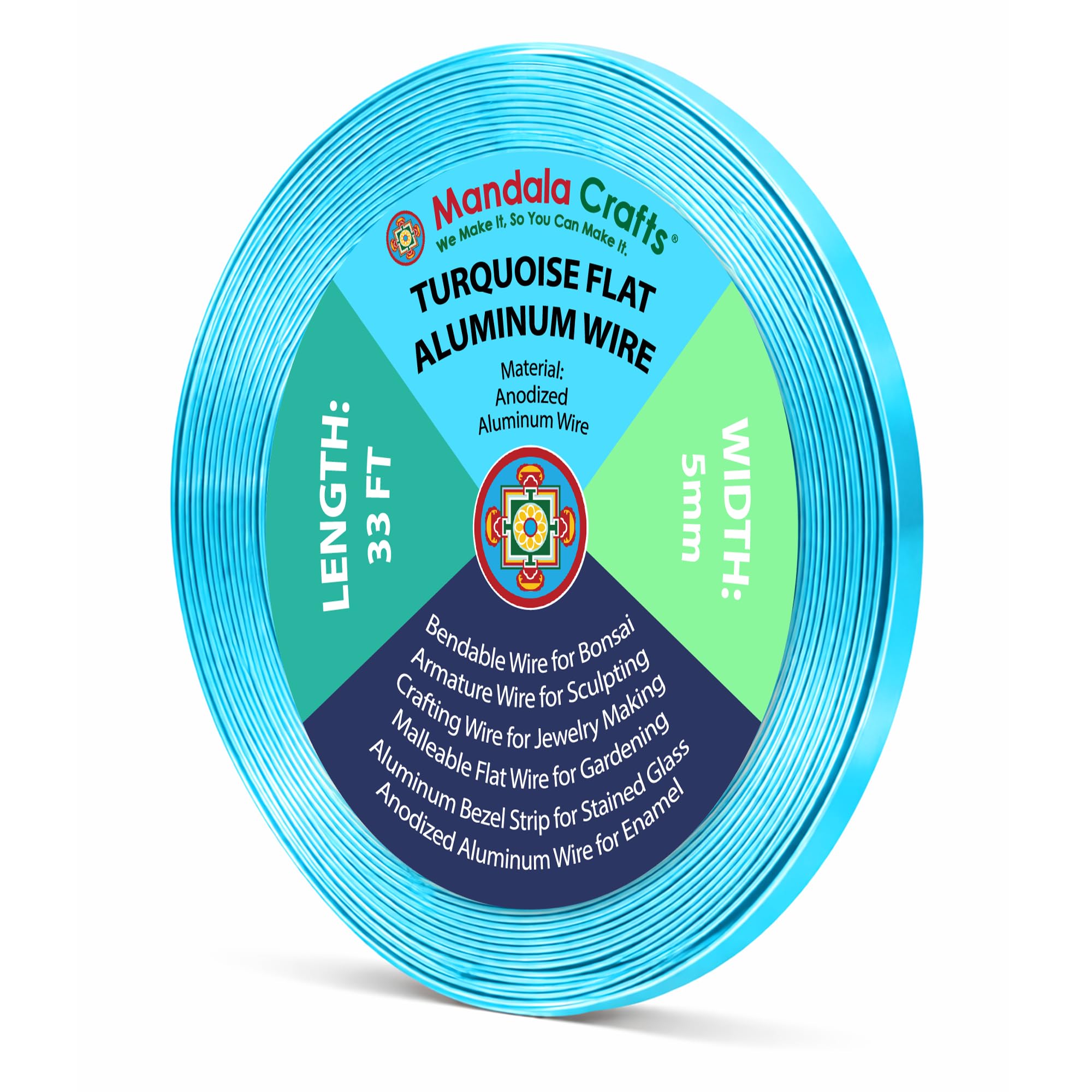 Mandala Crafts 5mm Turquoise Flat Aluminum Crafting Wire for Sculpting