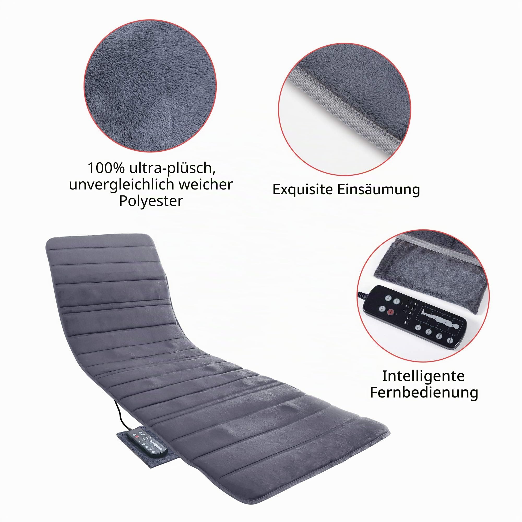 COMFIER Elektrische Massagematte mit Wärmefunktion zur Ganzkörpermassage, Vibrationsmassagematte mit 10 Motoren, 2 Therapieheizkissen, 5 Massage-Modi und 3 Vibrationsstärken, Geschenk