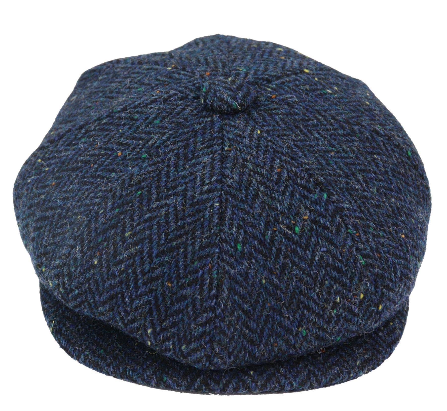 TruClothing Mens Tweed Newsboy Cap Baker Boy Flat Check Grandad Hat Blinder 8 Panel Blue L