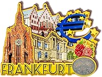 Vista 1 de Imán de madera de Alemania Frankfurt 3D para nevera, recuerdos coleccionables, decoración hecha a mano, artesanías 2