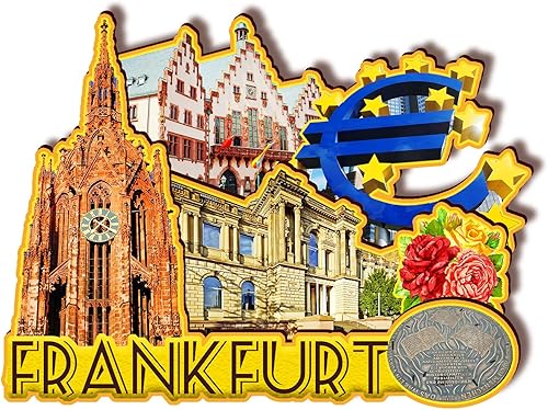 Imán de madera de Alemania Frankfurt 3D para nevera, recuerdos coleccionables, decoración hecha a mano, artesanías 2