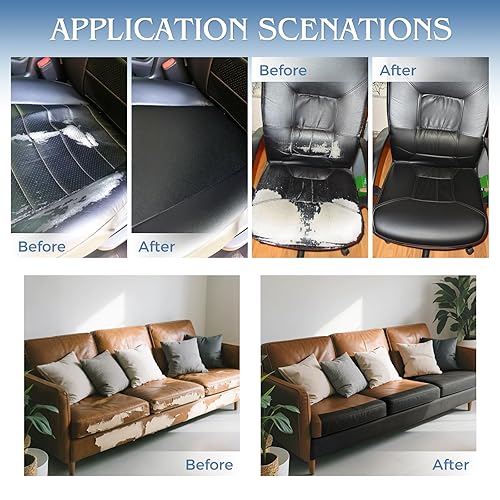 Miniatura 88 de Cinta de reparación de cuero, parche de reparación de cuero autoadhesivo para sofá, muebles, sofás, asientos de automóvil, kit avanzado de Café