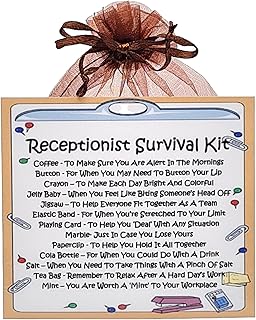 Receptionist's Survival Kit ~ Fun Novelty Gift & Greetings Card Alternative | Birthday Present | Thank You | Receptionist Gift | Unique Secret Santa Gift Idea