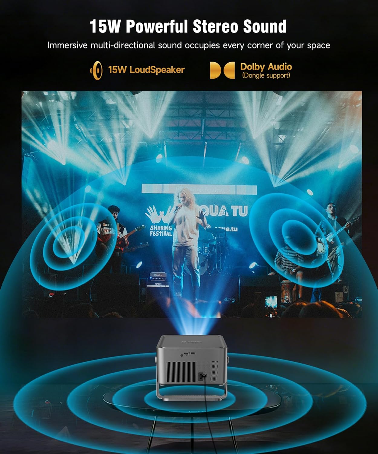 Magcubic 4K Smart Projector with WiFi and Bluetooth, 800 ANSI, TV Stick Built-in, Auto Focus & Keystone, Voice Control, 180° Rotatable Portable Movie Proyector for Home Theater Outdoor Bedroom